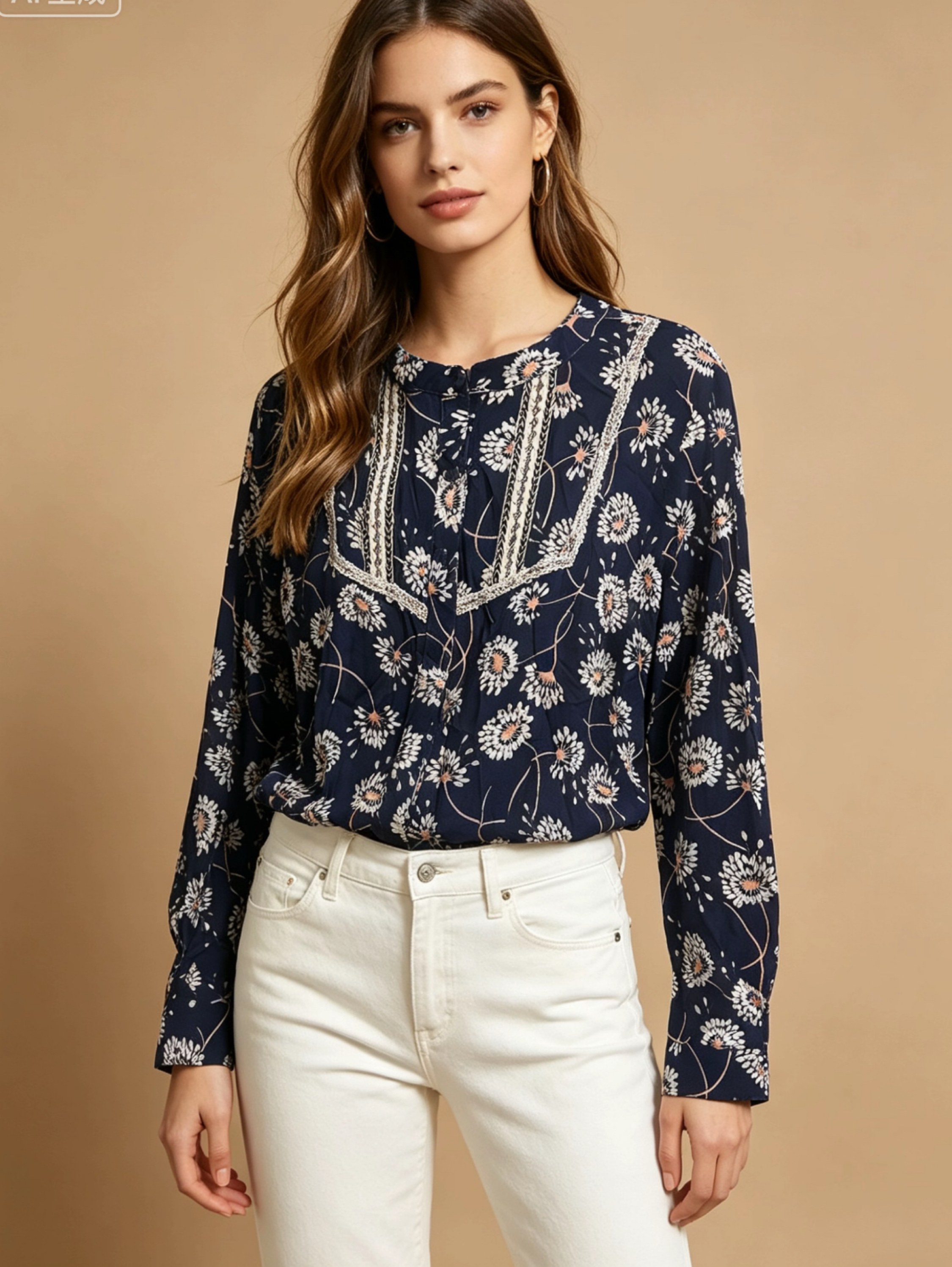 Camisa manga longa tecido viscose Maya Modas