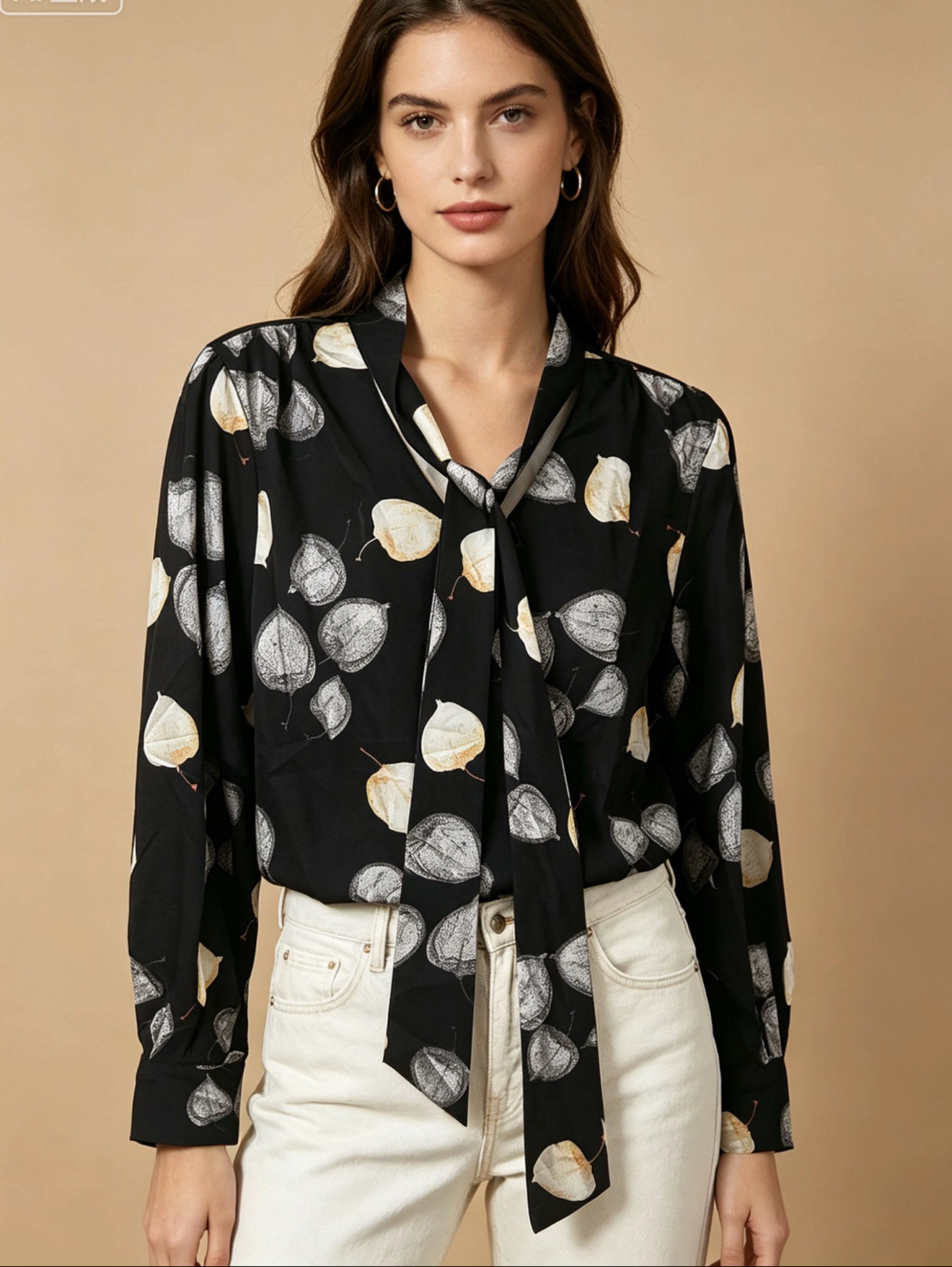 Blusa manga longa tecido crepinho Maya modas