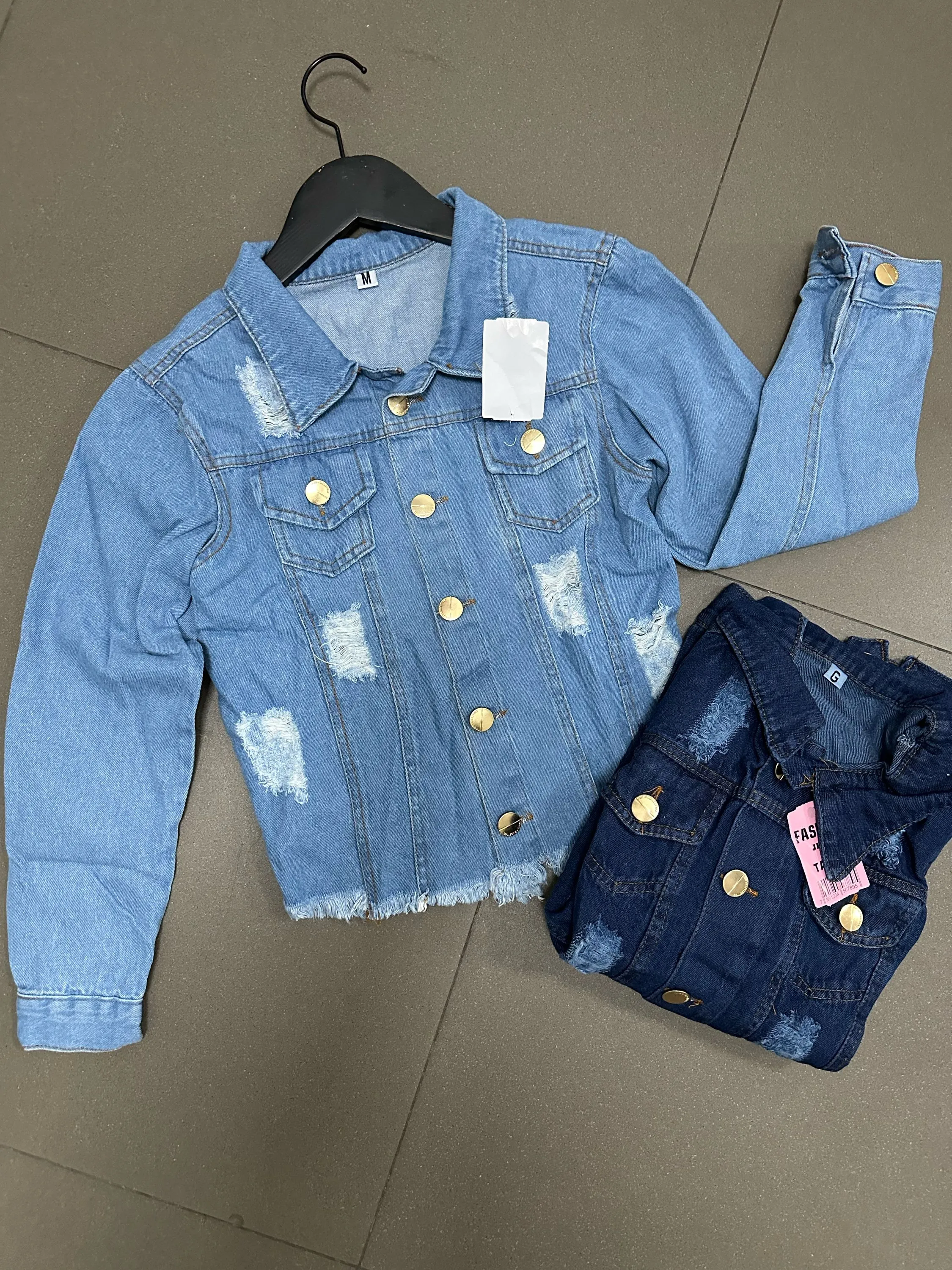 Jaqueta jeans feminina manga longa