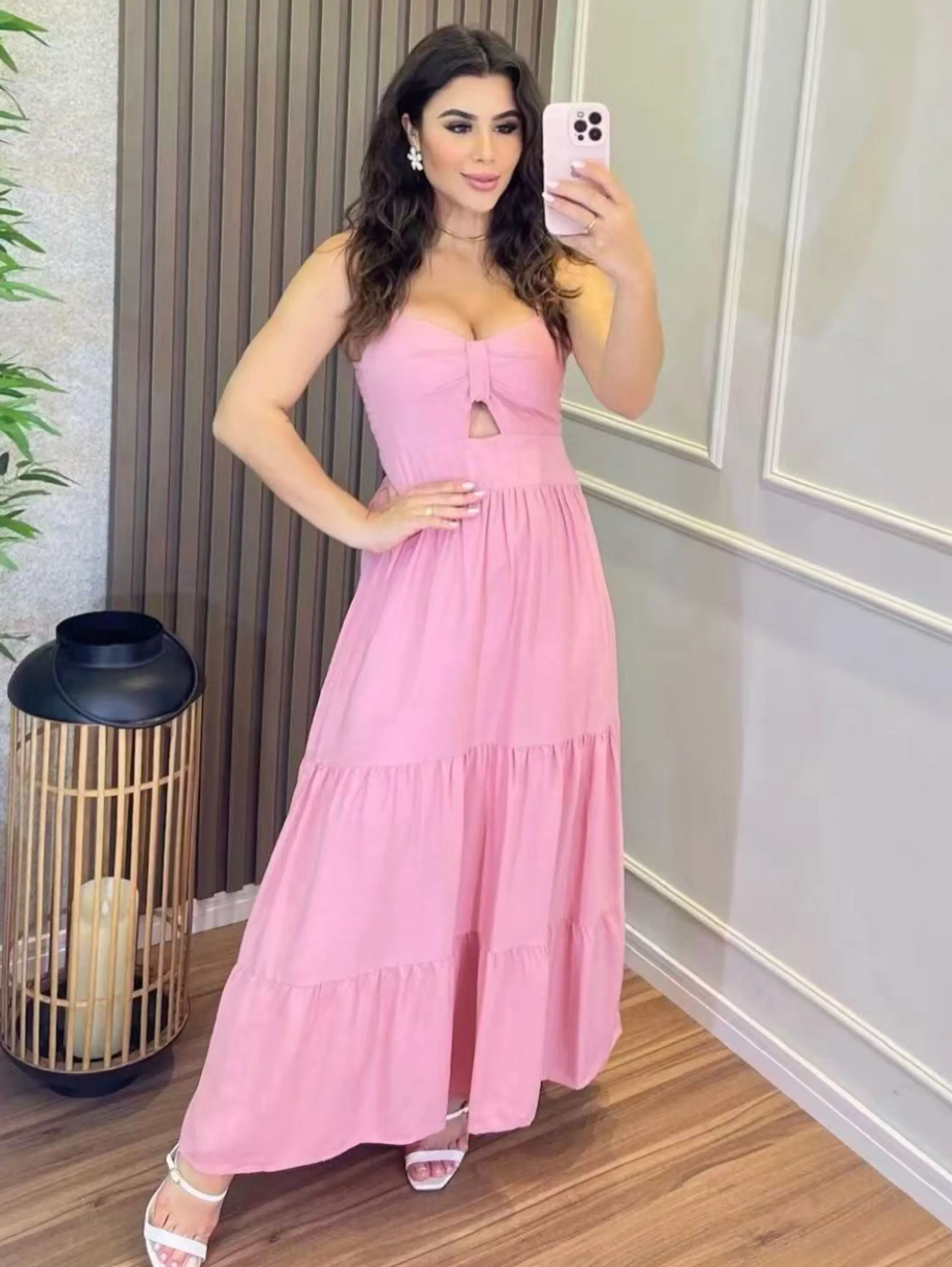 Vestido longo com forro viscolinho Maya modas