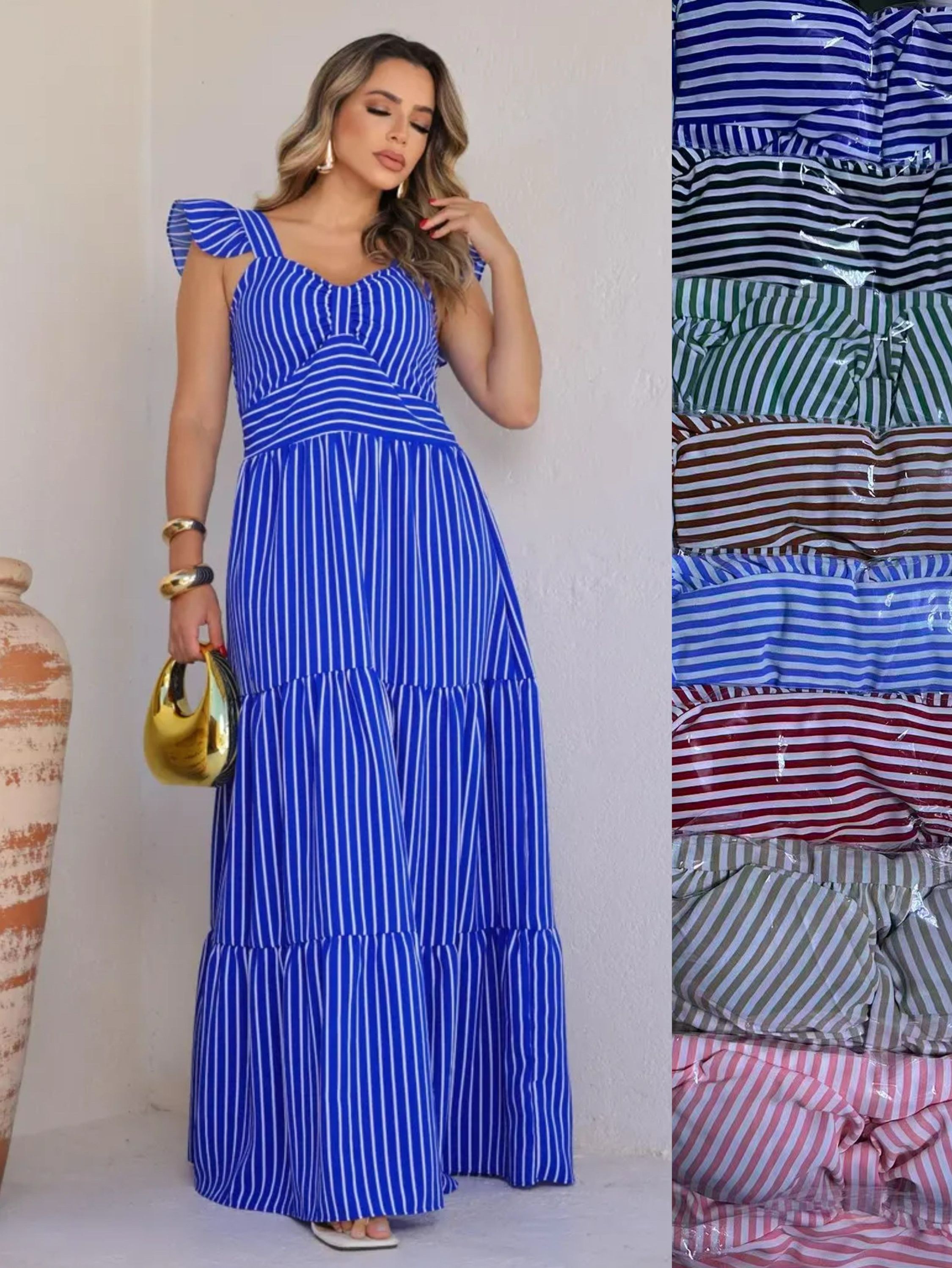 Vestido longo com forro com bojo duna Maya modas