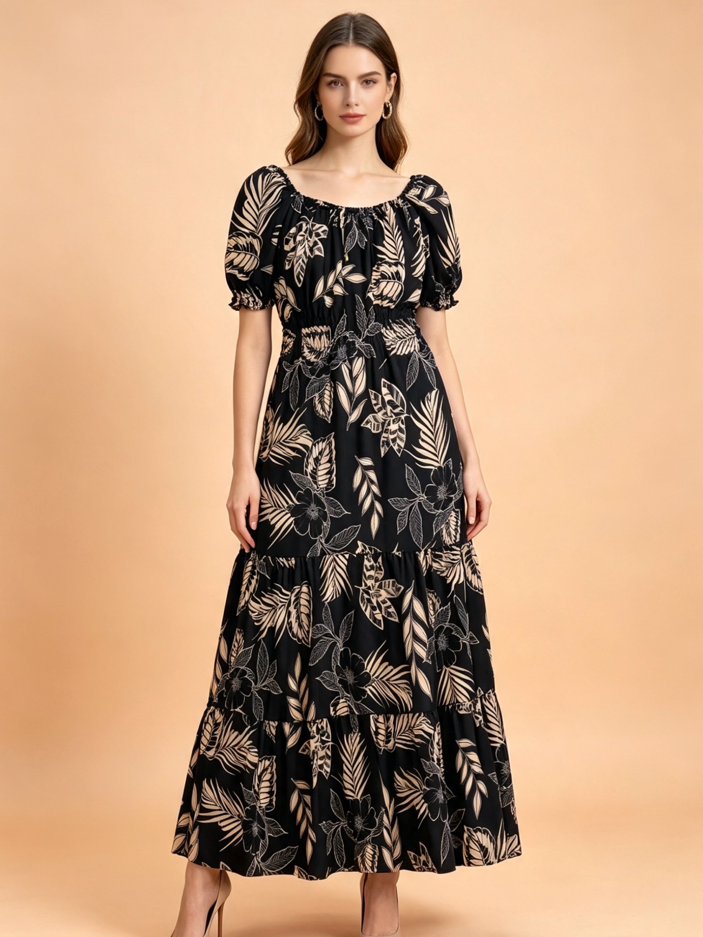 Vestido longo com forro crepinho Maya modas