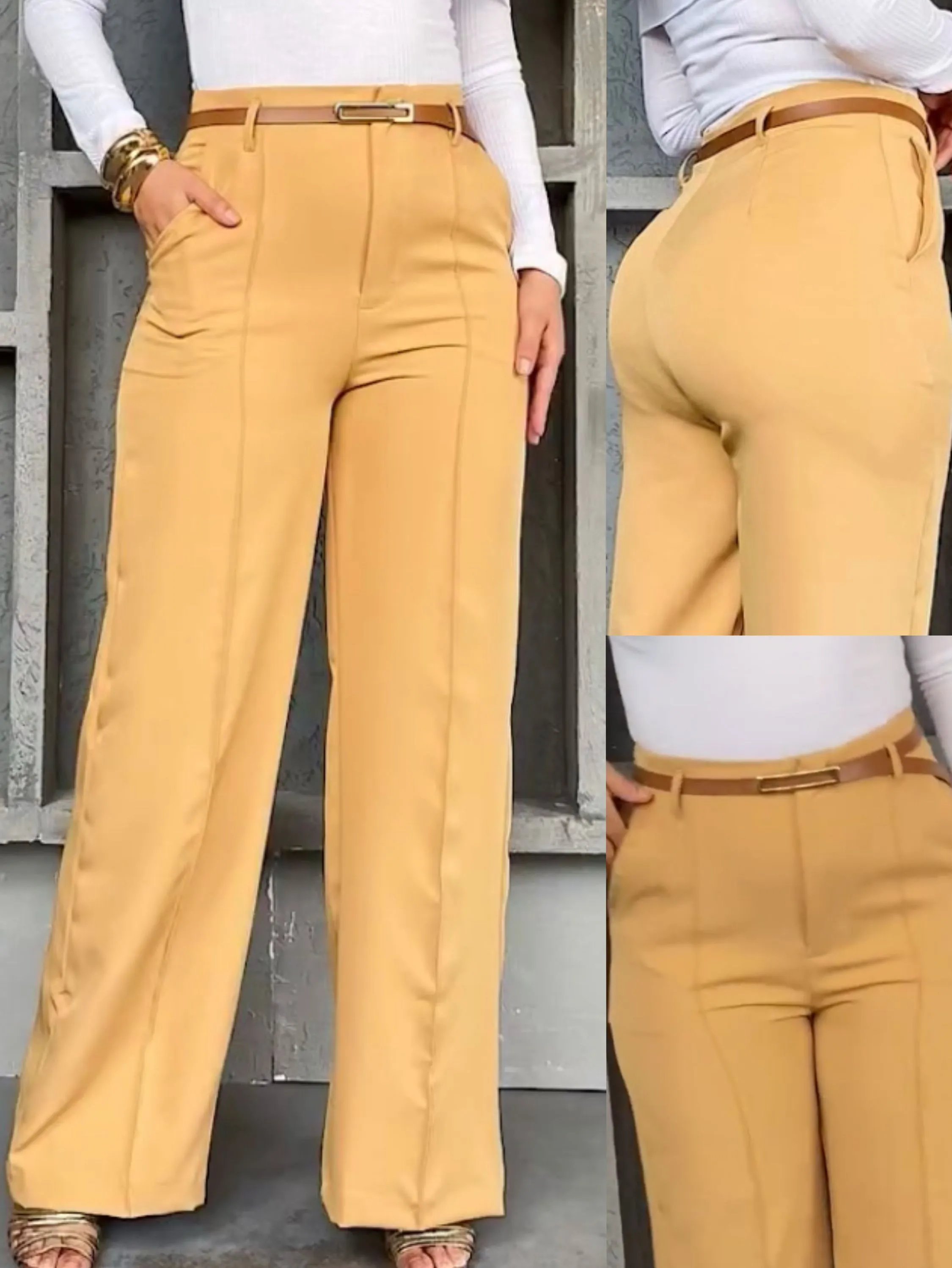 Calça pantalonas alfaiataria com cinto Maya modas