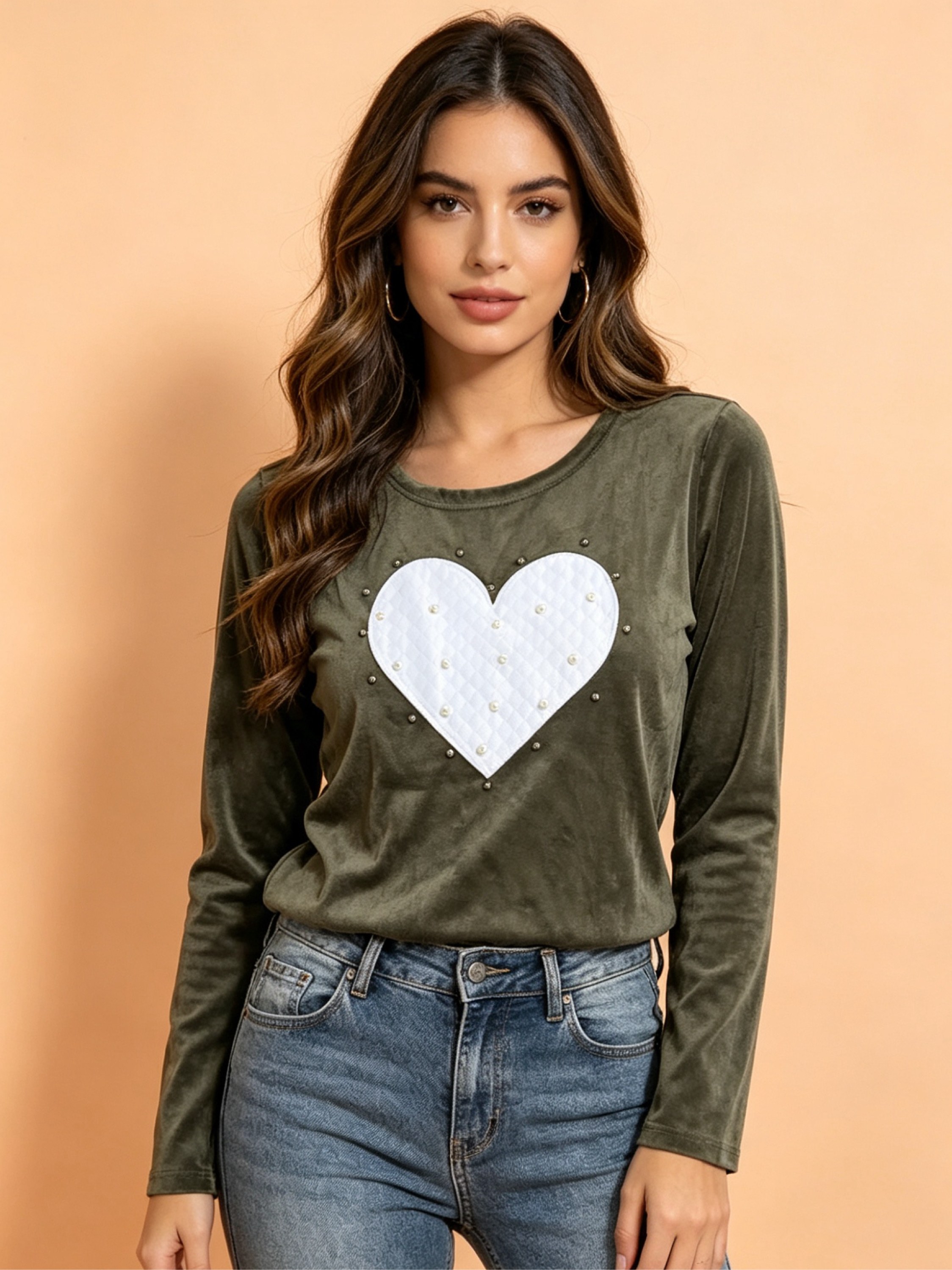 Blusa veludo manga longa