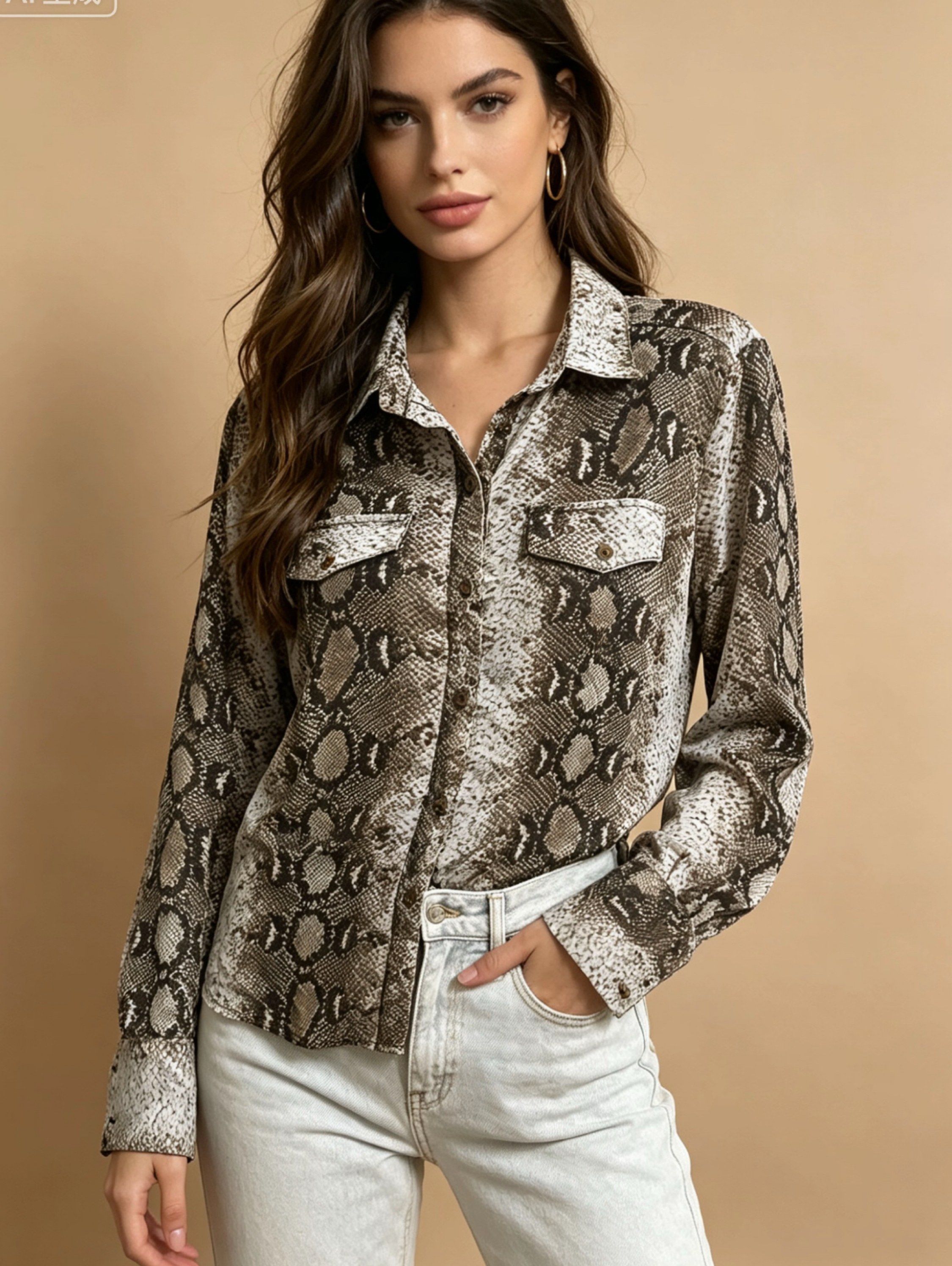 Blusa manga longa tecido crepinho Maya modas