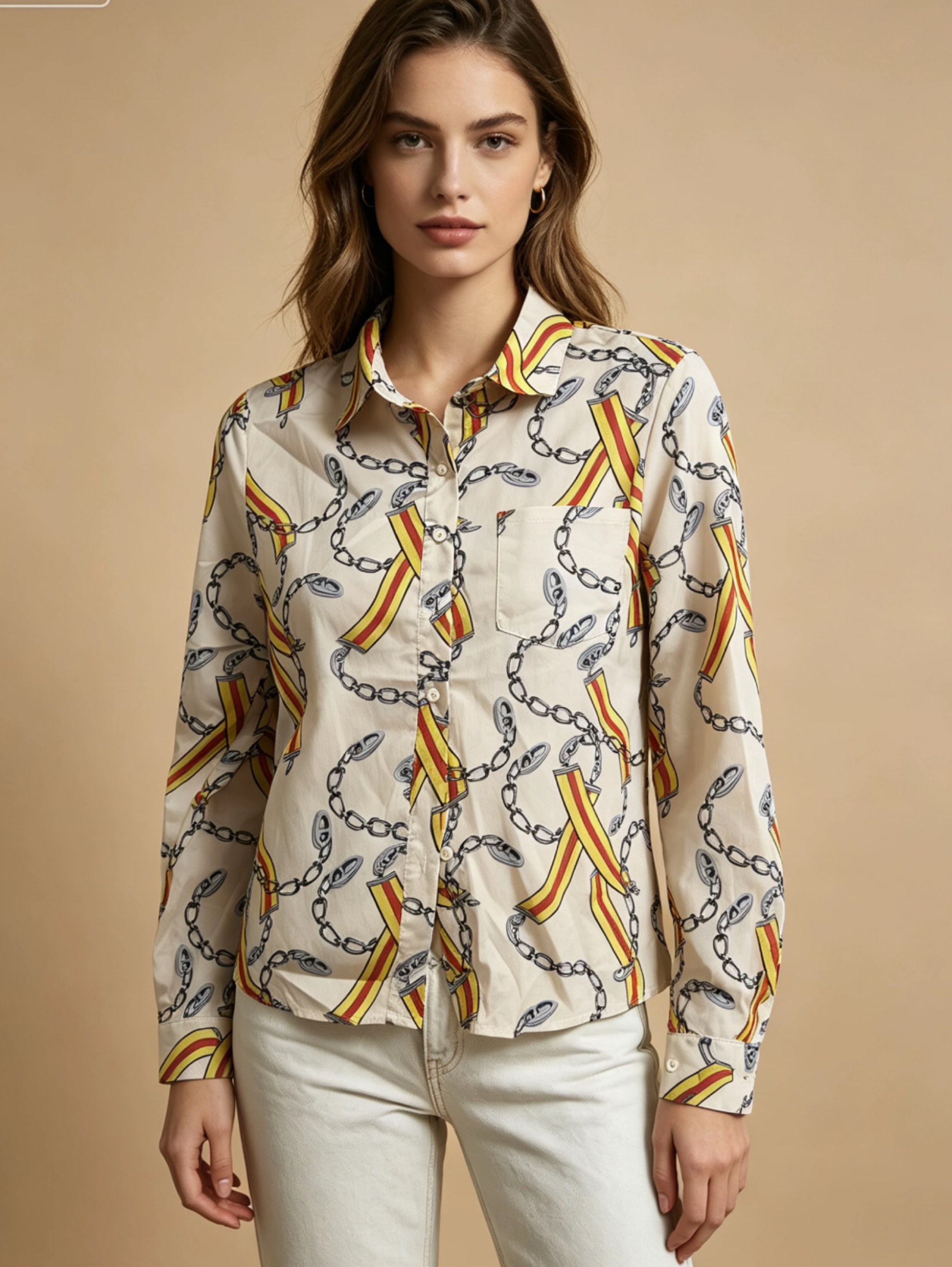 Blusa manga longa tecido crepinho Maya modas