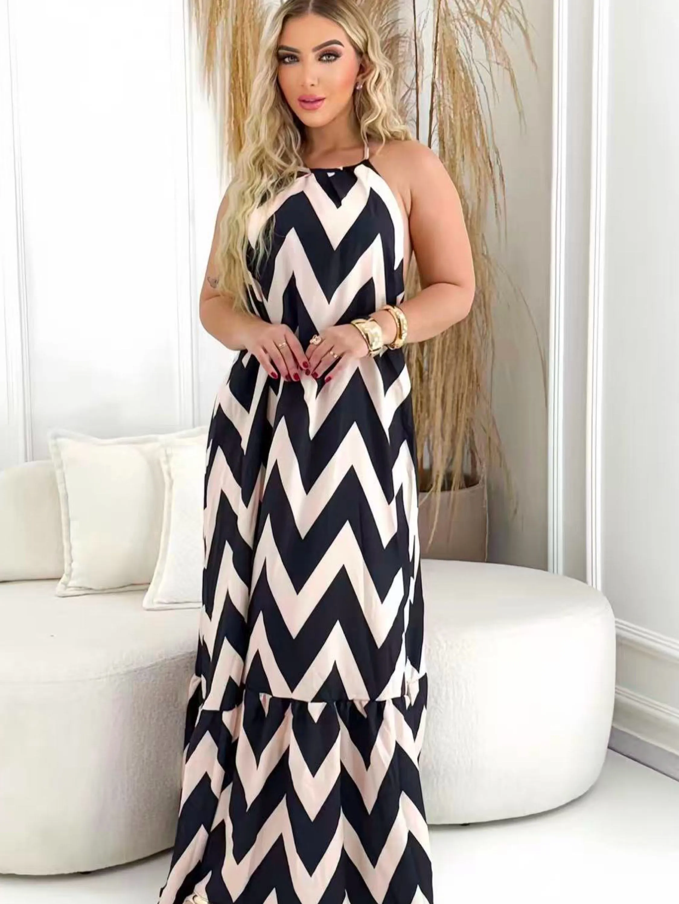 Vestido longo crepinho Maya modas