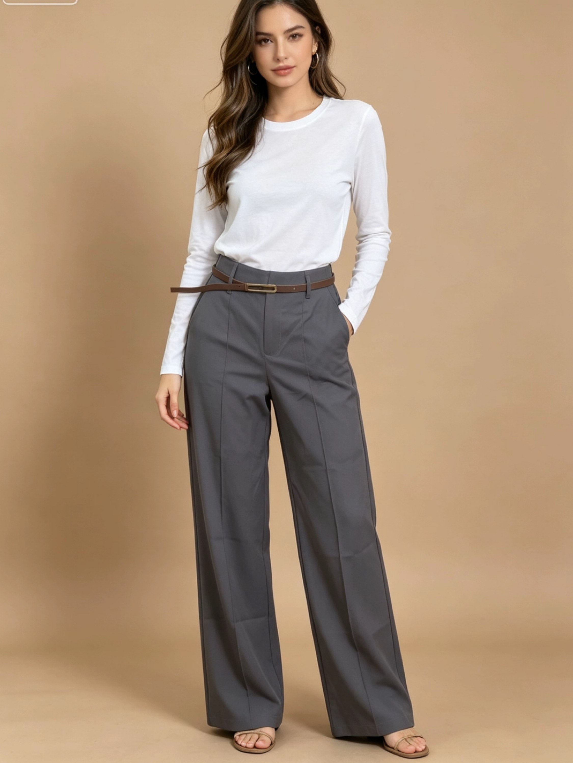 Calça pantalona Alfaiataria com cinto Maya modas