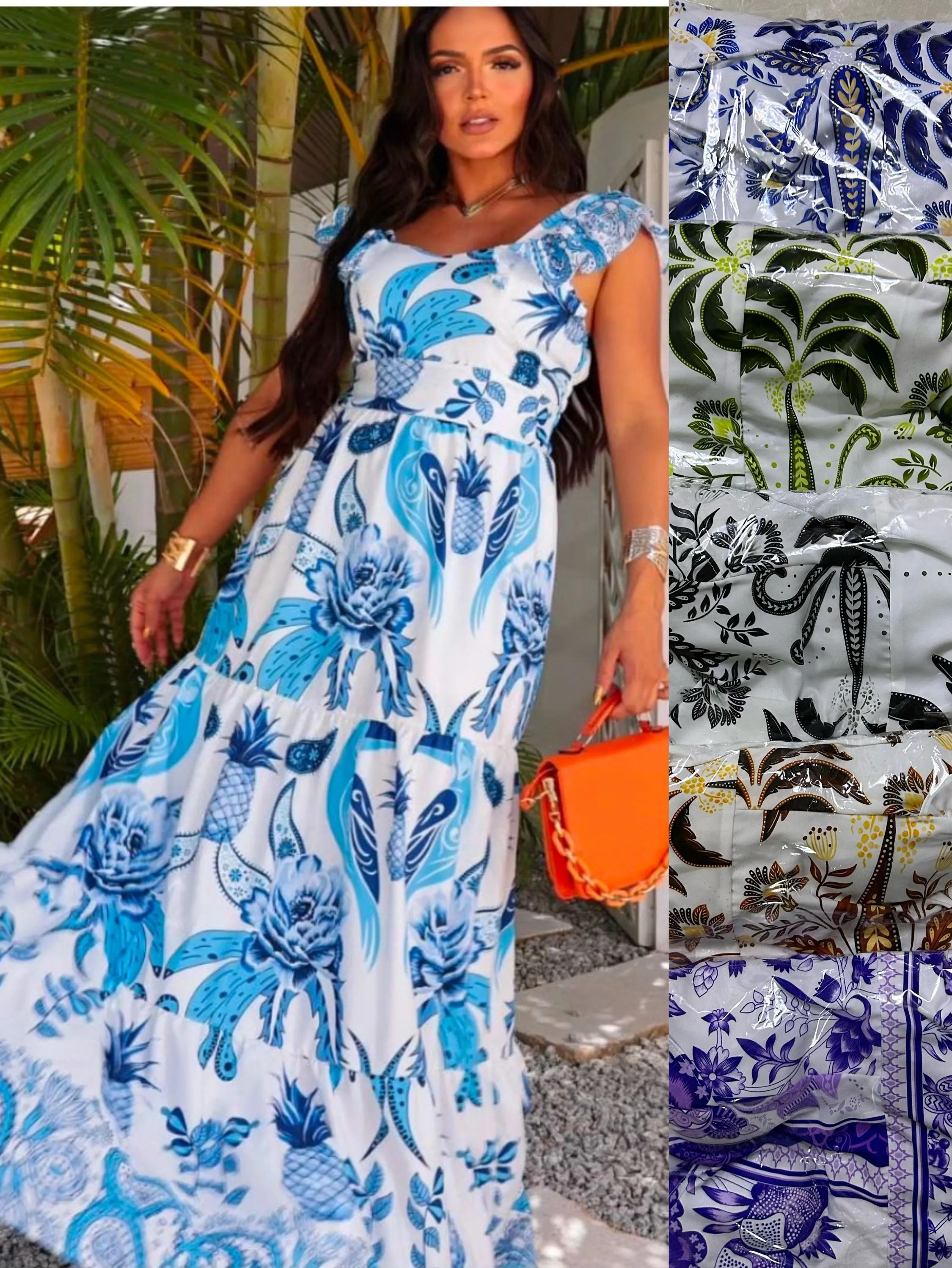 Vestido longo com forro com bojo crepinho Maya modas