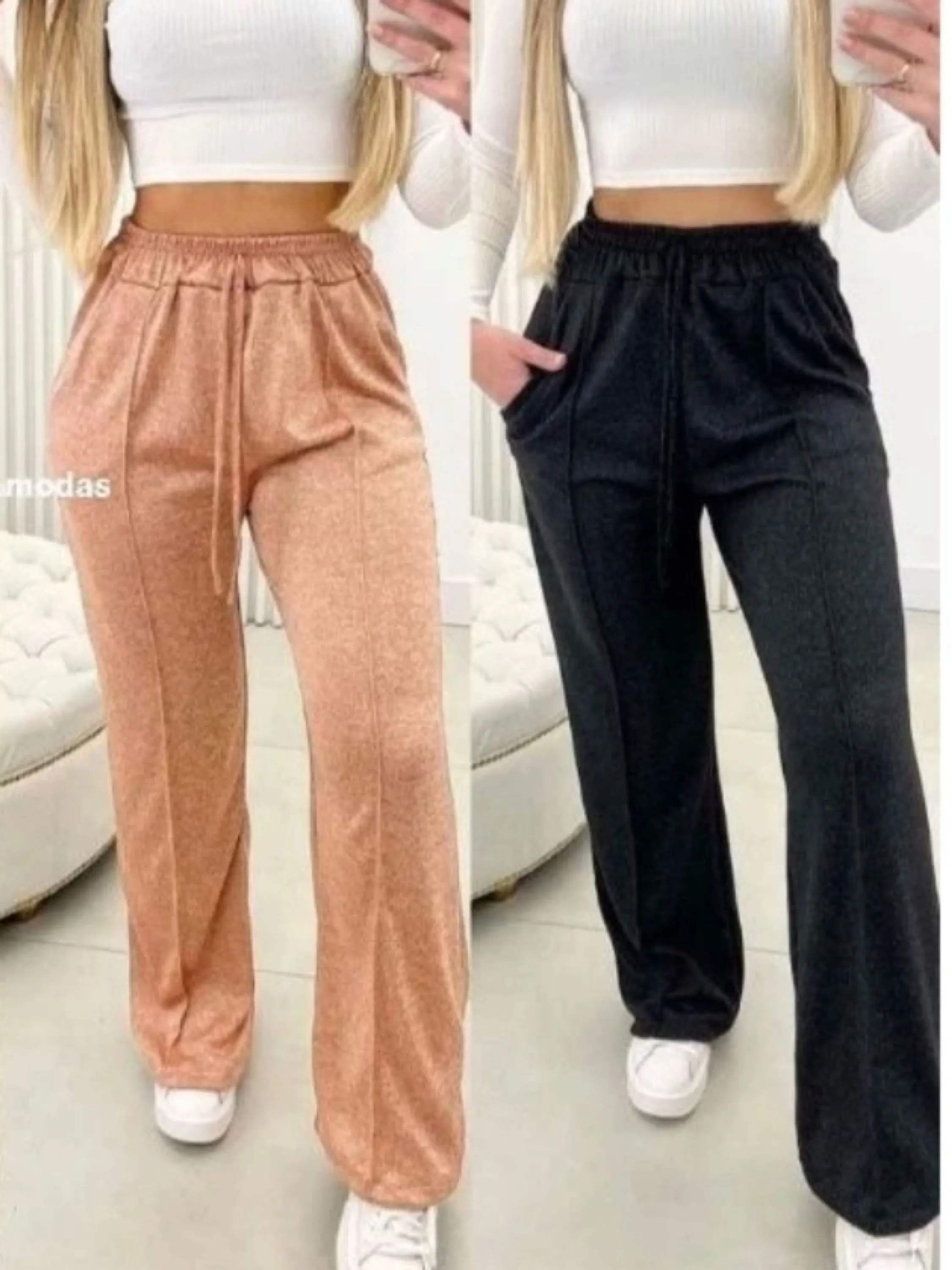 Calça tecido lanzinha com forro
