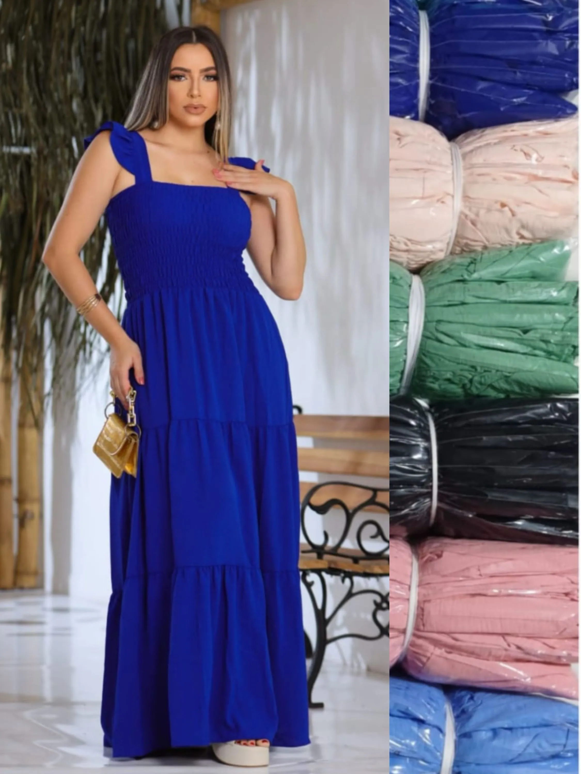 Vestido longo com forro duna Maya modas