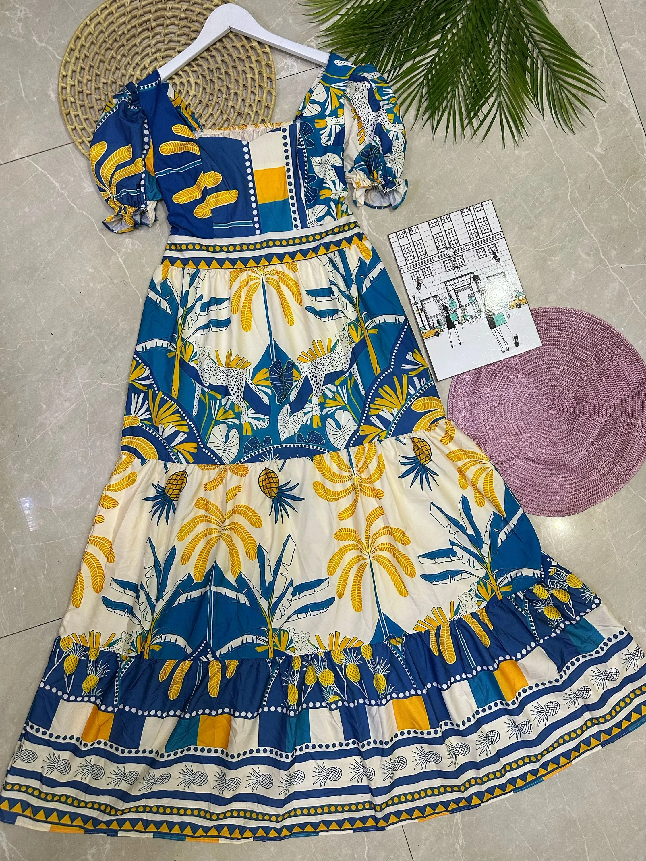 Vestido longo com forro tecido crepinho