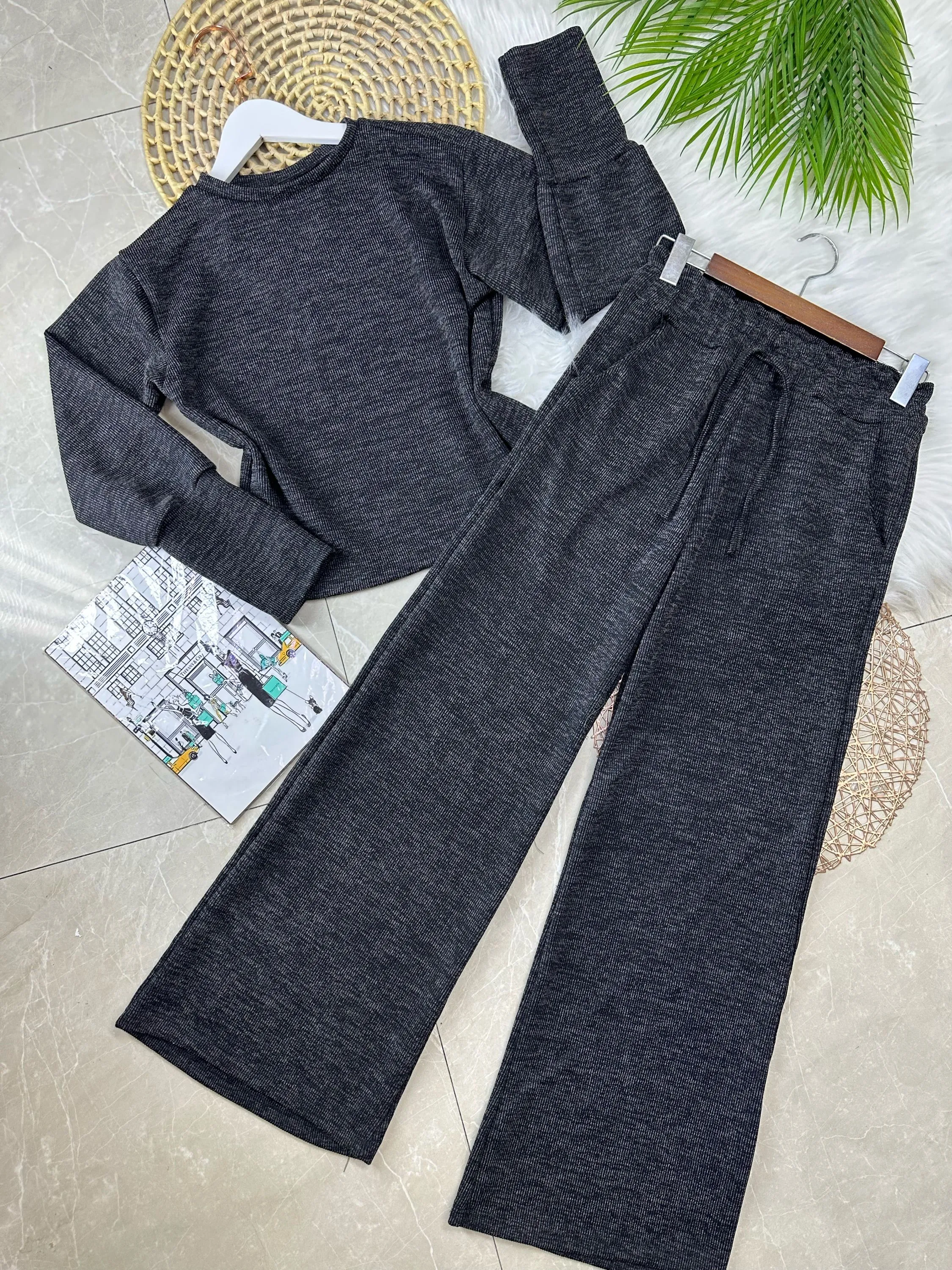 Conjunto tecido malha ruba calça pantalonas