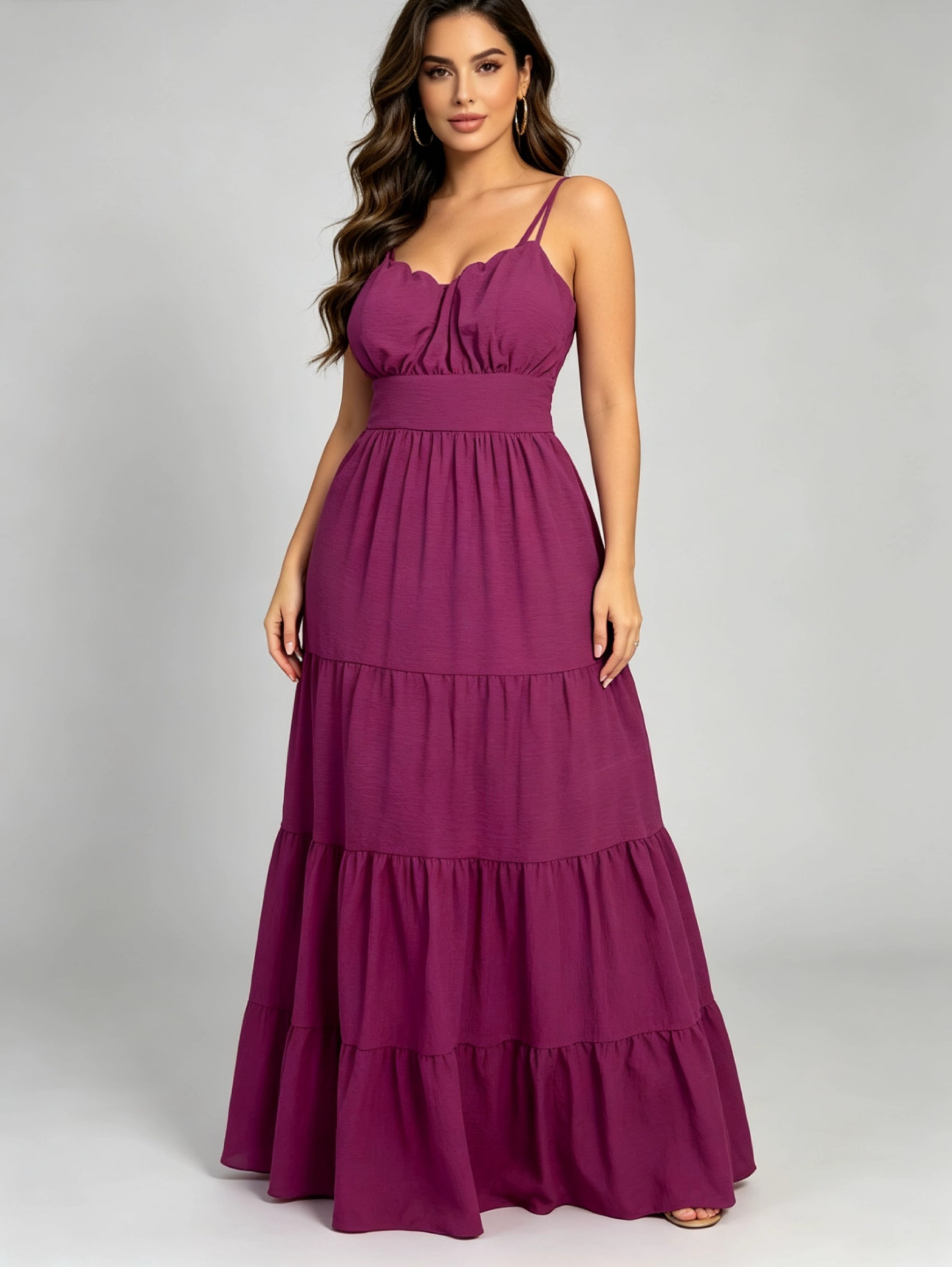 Vestido longo tecido duna com forro com bojo Maya modas