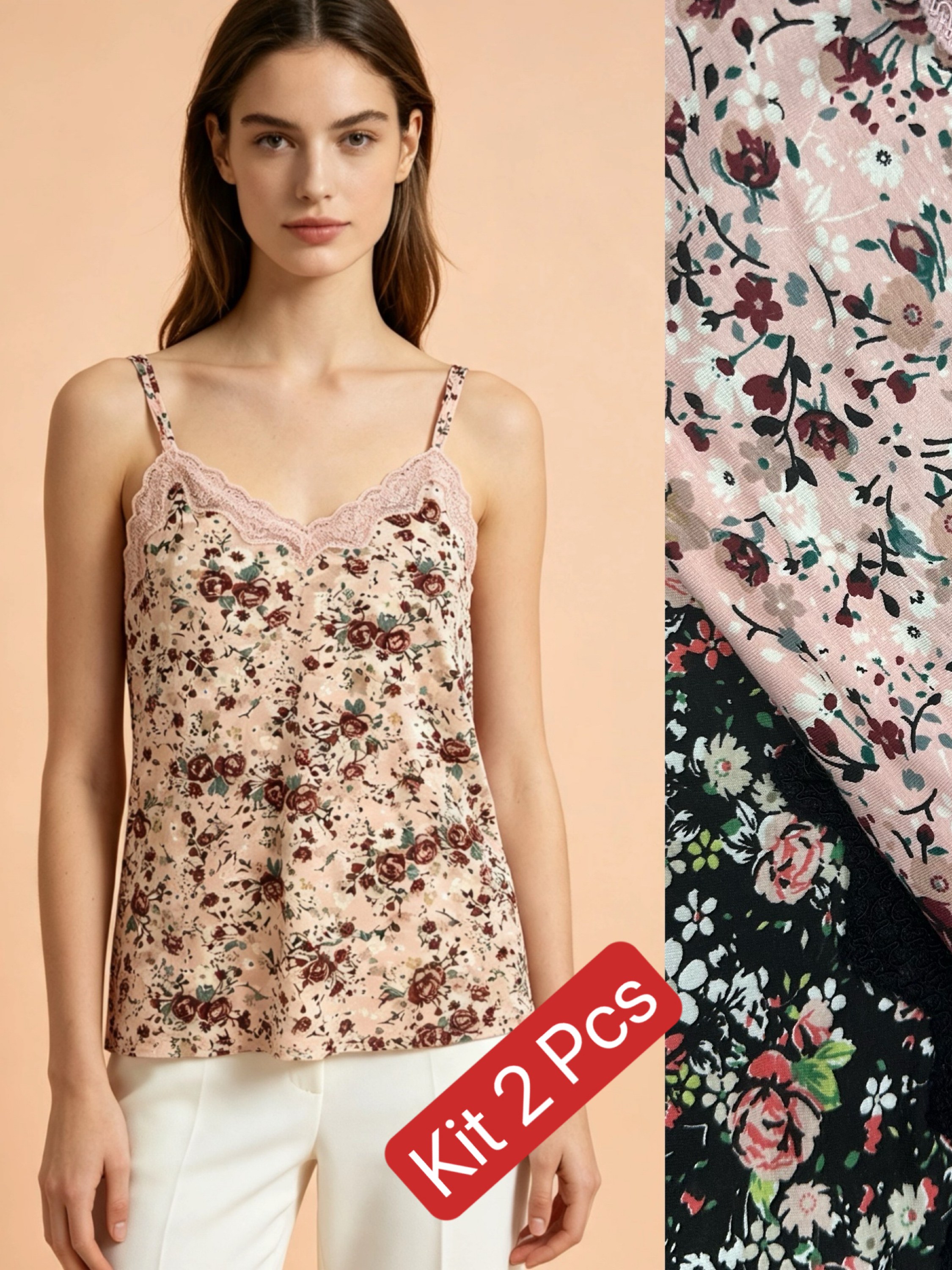 Blusa kit 2 regata sem bojo viscolycra Maya modas