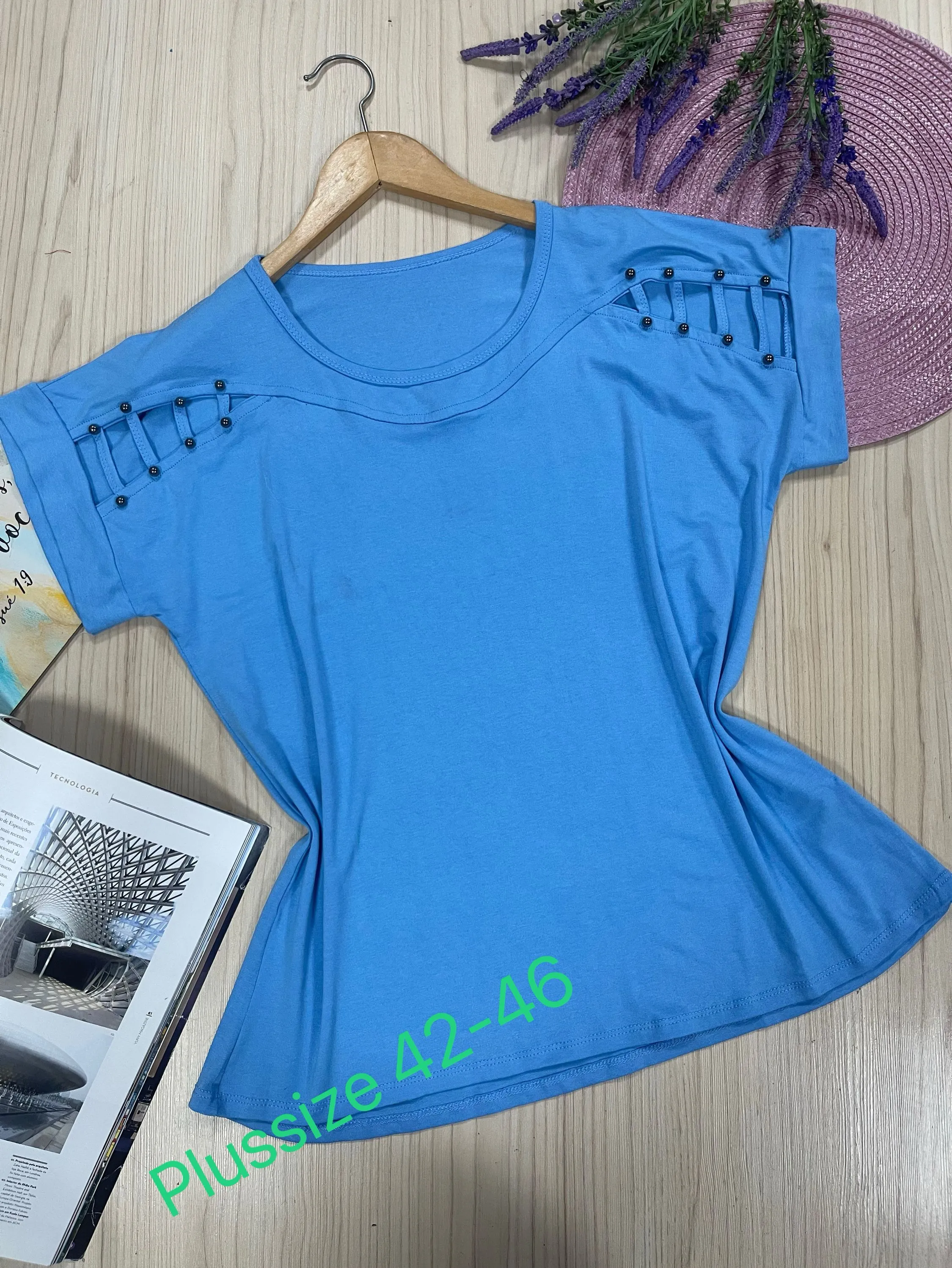 Blusa Plussize manga curta tecido viscolycra estica