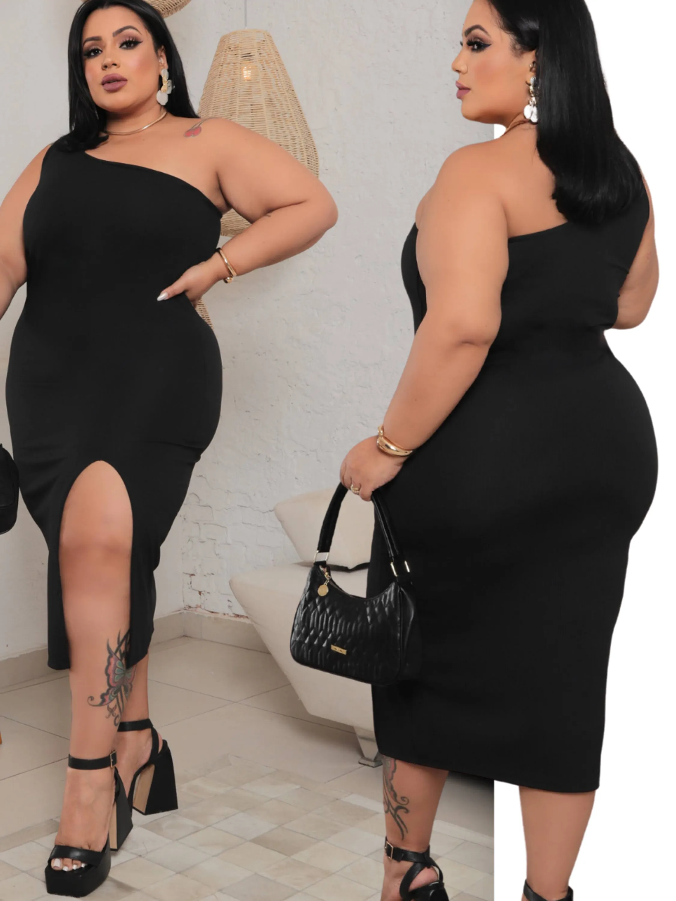 Vestido Plus Size Midi com Bojo