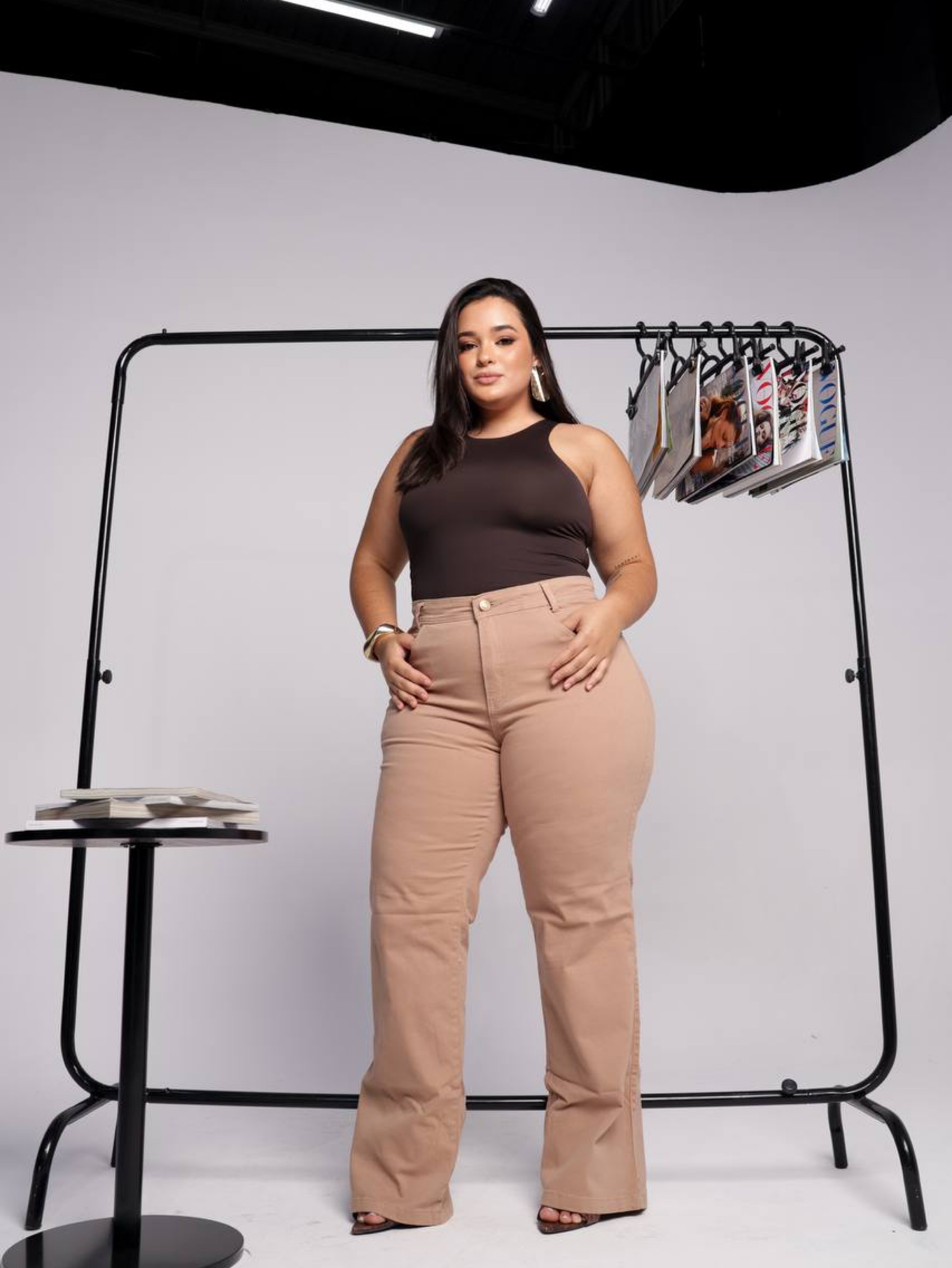 Wide leg plus size com lycra