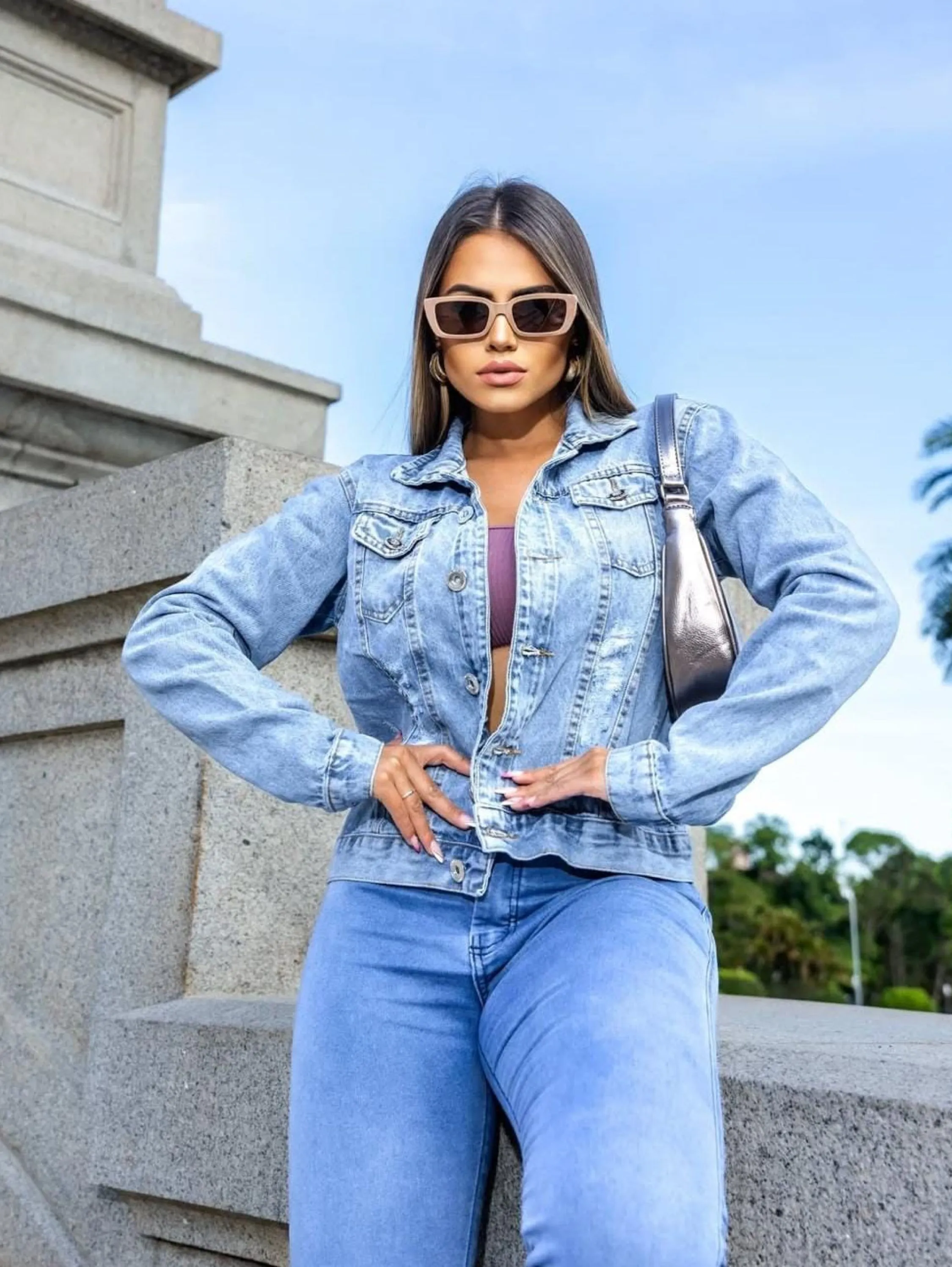 Jaqueta jeans feminina 100%