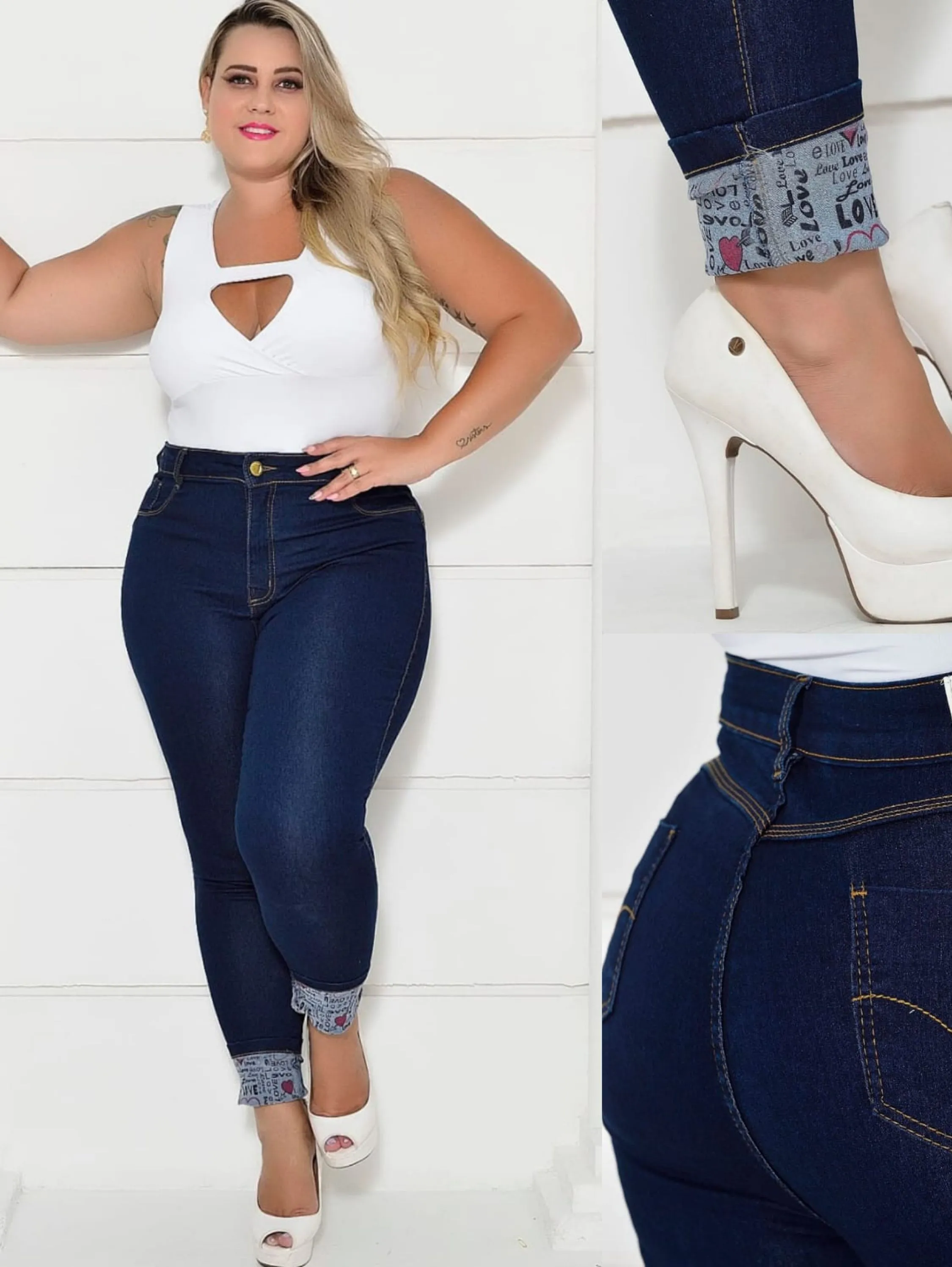 Calça jeans fem plus size