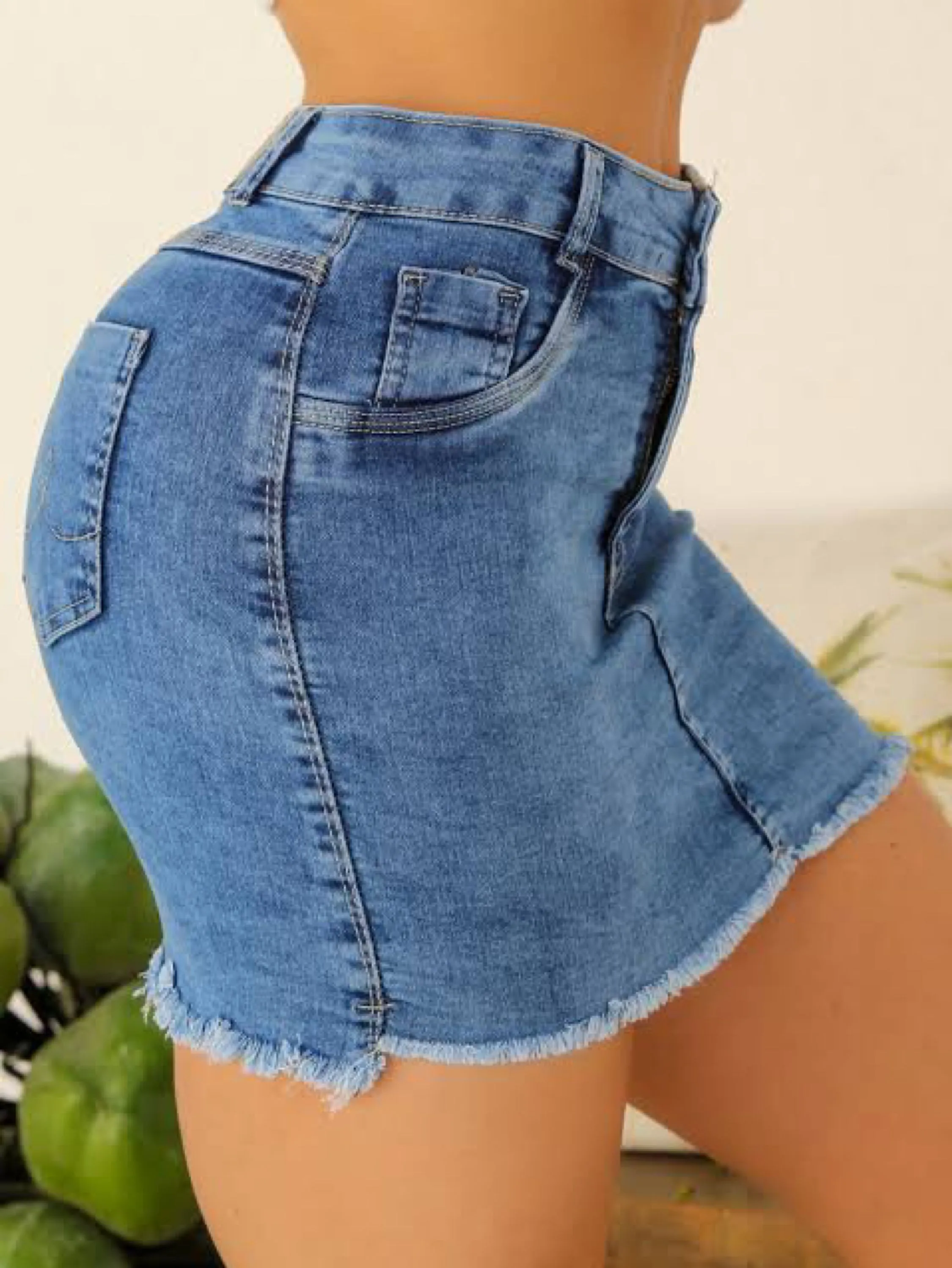 Saia jeans com elastano