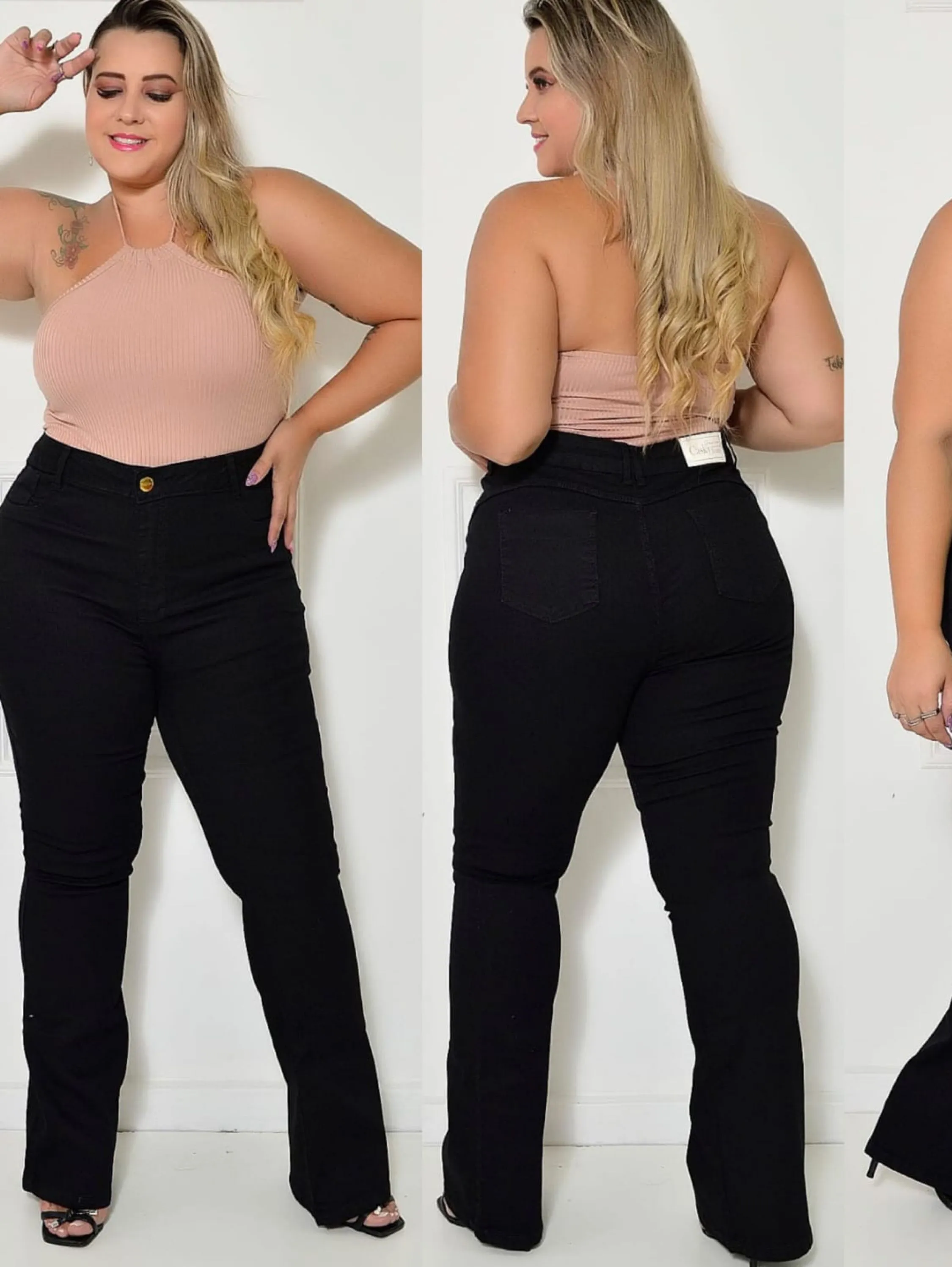 Calça plus size feminina jeans com lycra