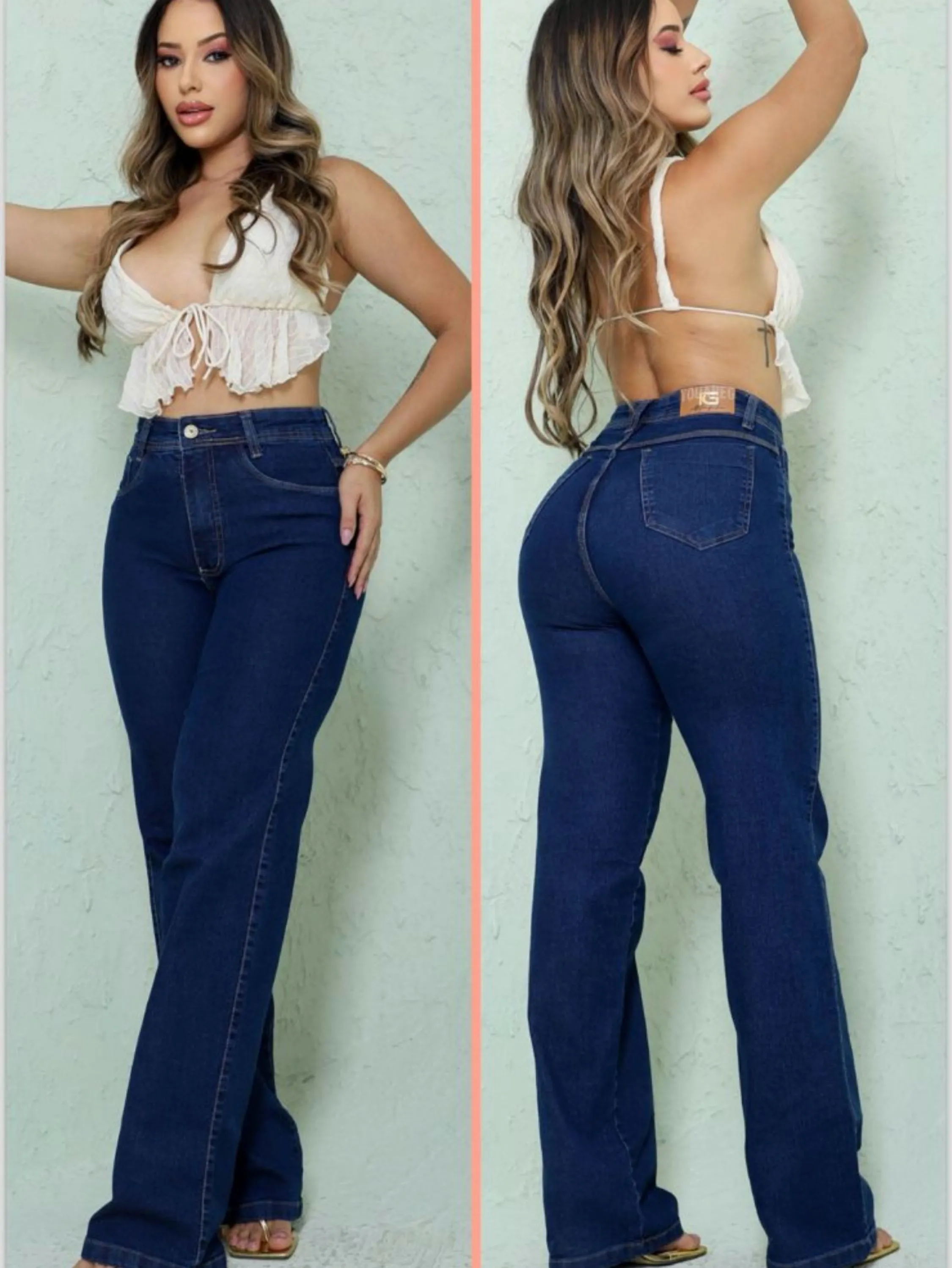 Wide leg com lycra jeans premium