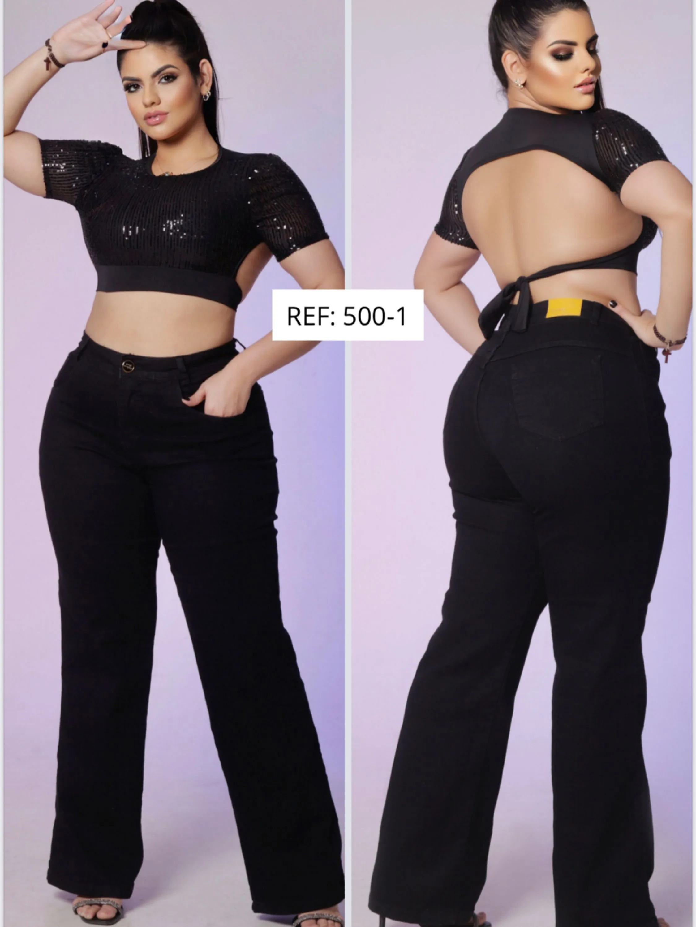 Calça Wide leg plus size jeans com lycra