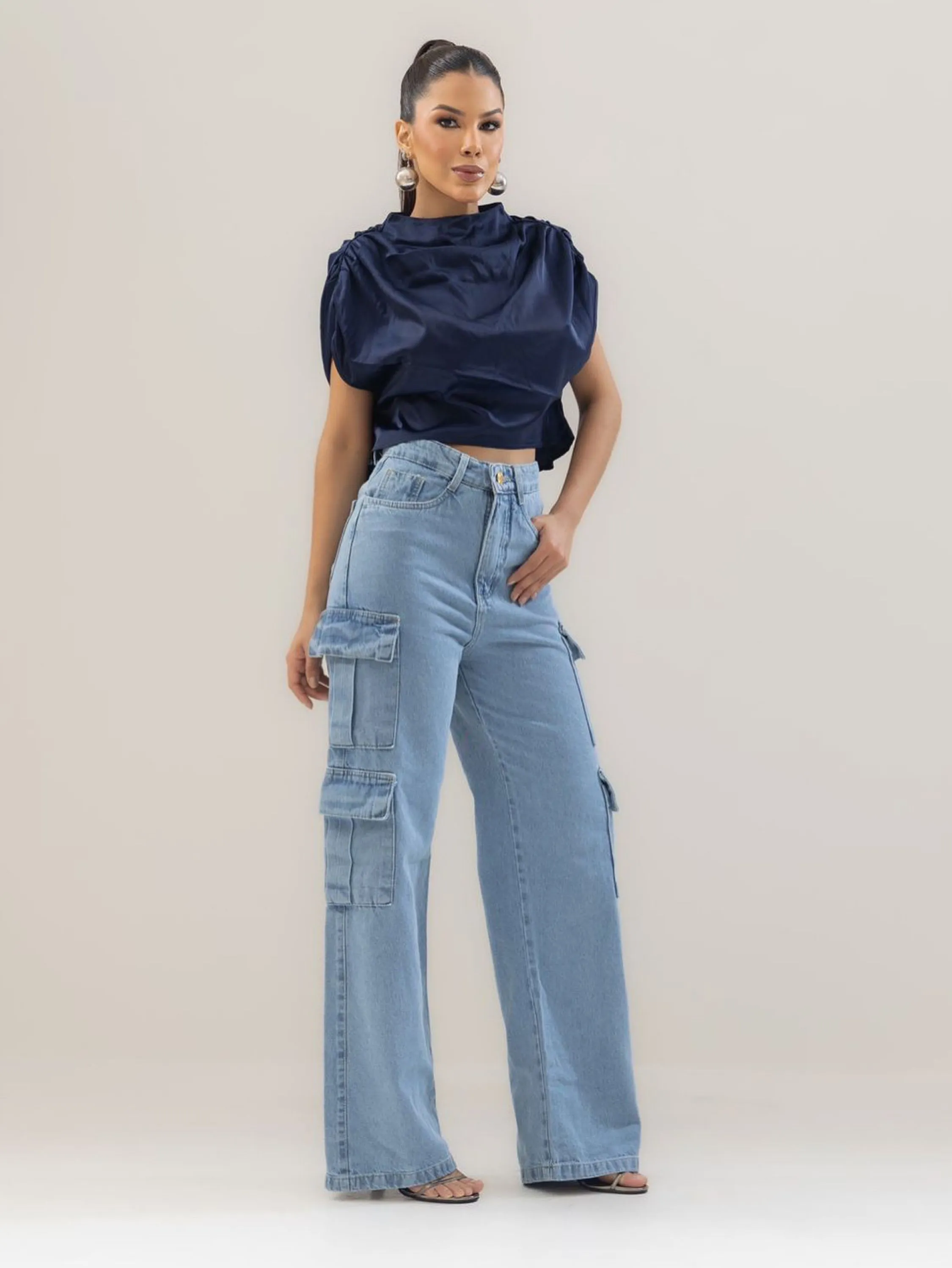 Calça cargo 4 bolsos
