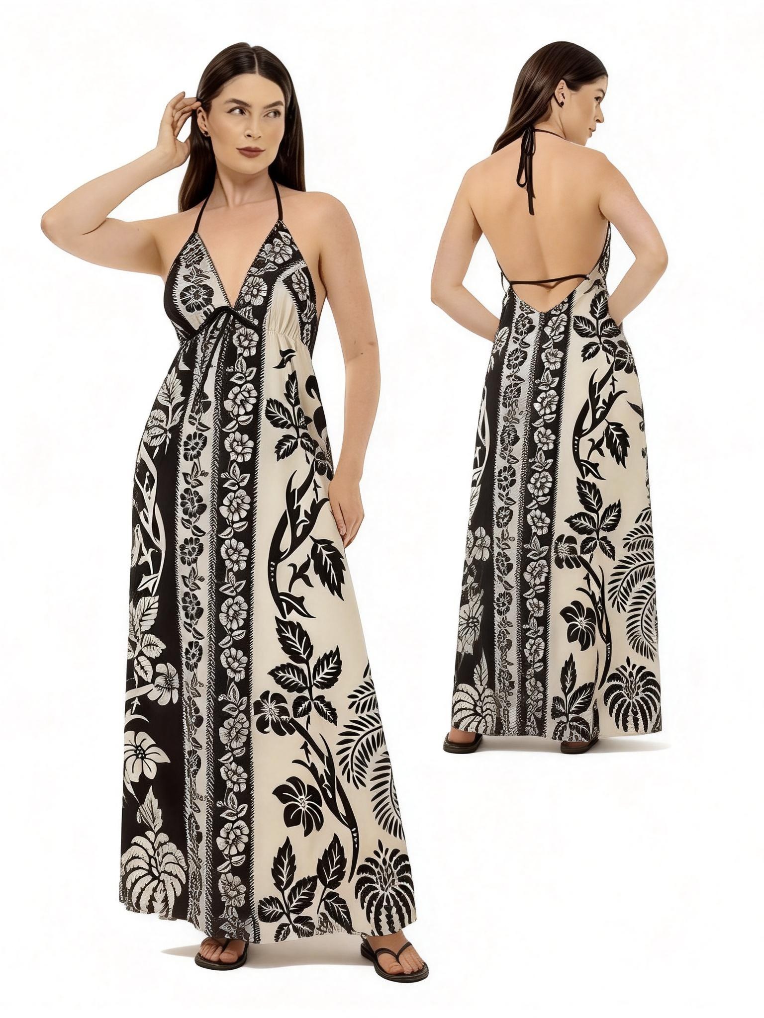 (002#WE)VESTIDO ESTAMPADO LONGO FEMININO