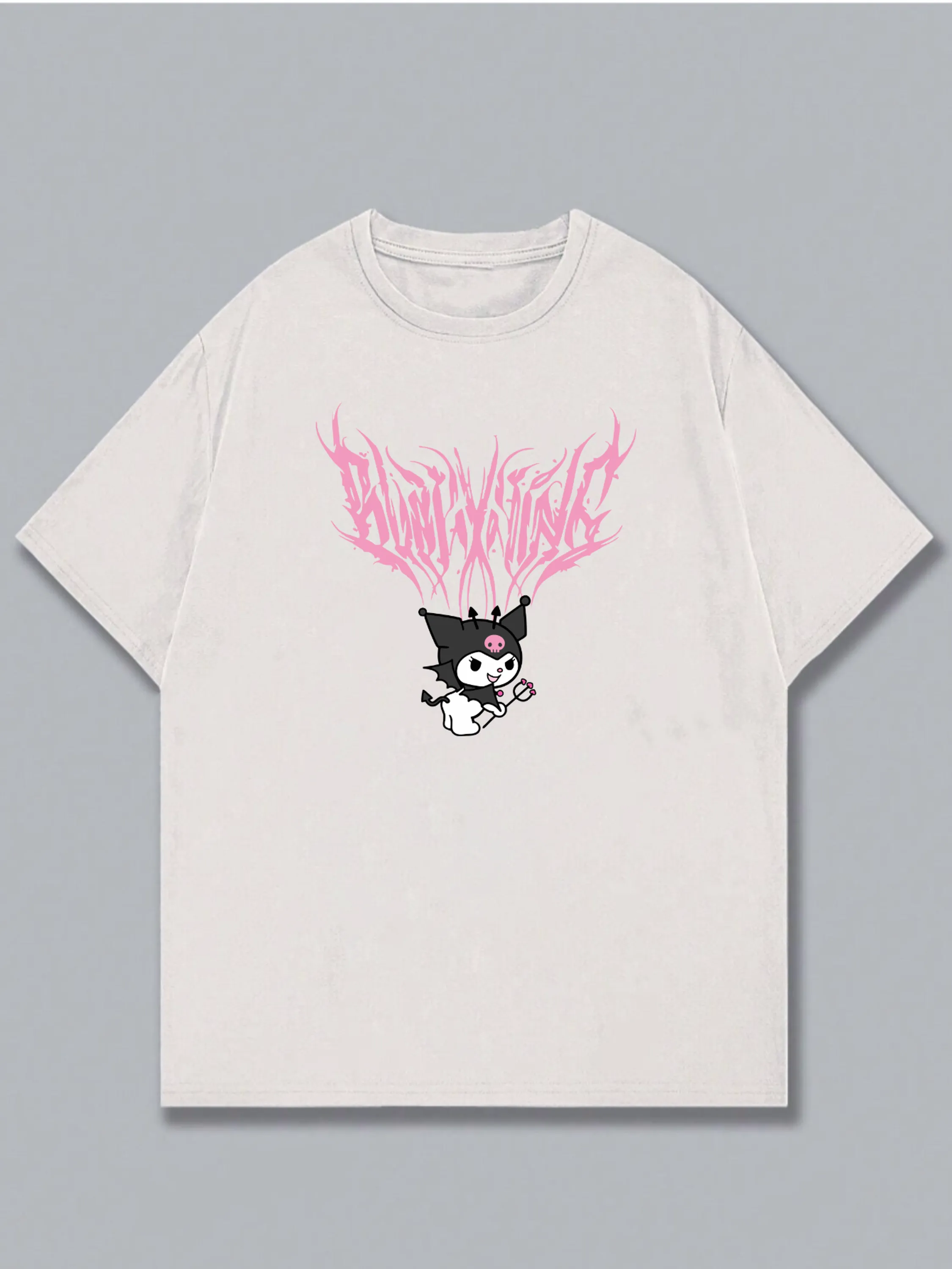 Camiseta Unissex Algodão Cartoon Melody Kuromi Fofo