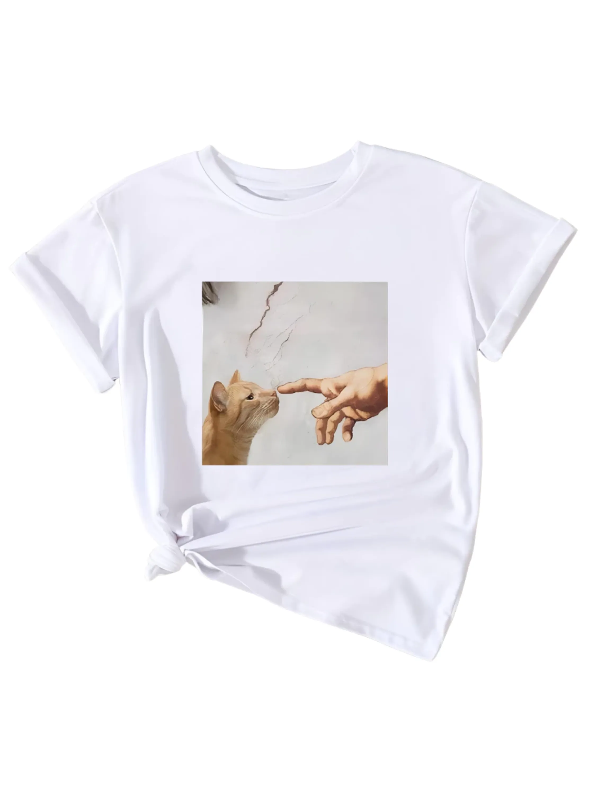 Camiseta Moda Feminina Vintage Tumblr Gatinho Fofo Blusa Masculina Camisa Algodão Confort