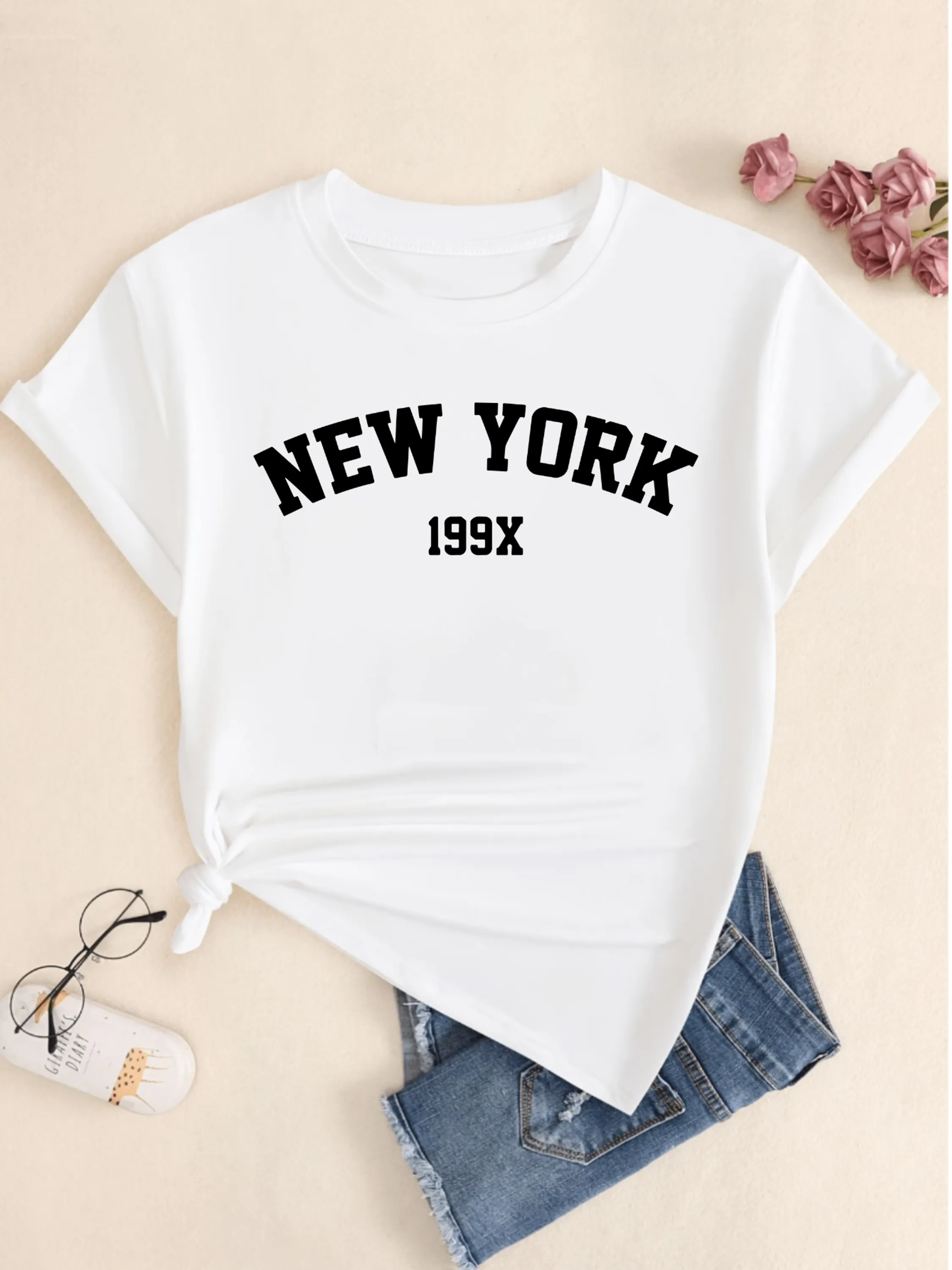 Camiseta Feminina Babylook New York Algodão