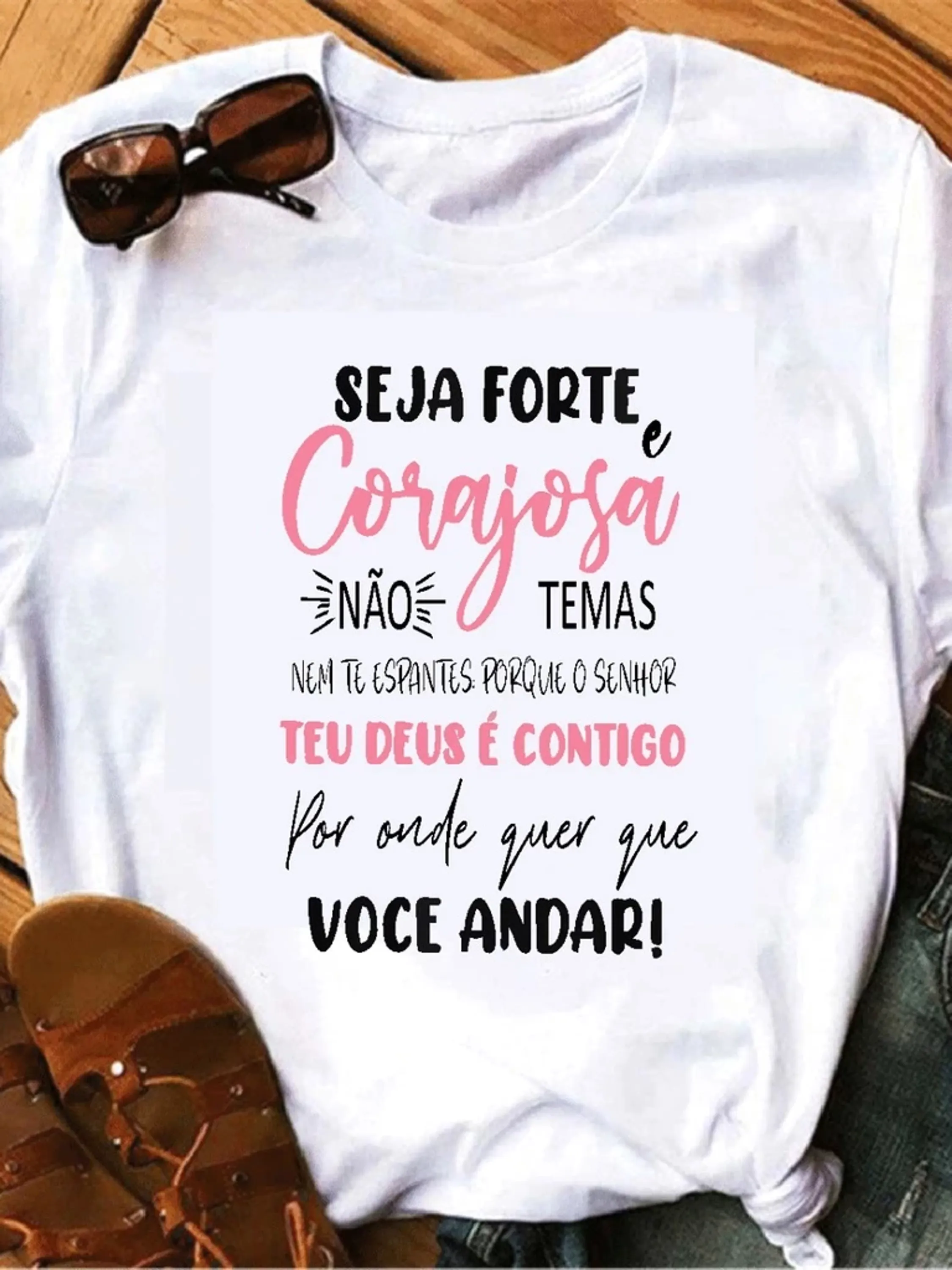 Camiseta Camisa Babylook  T-shirt Feminina Blusa Algodão Leão de Judá - Moda