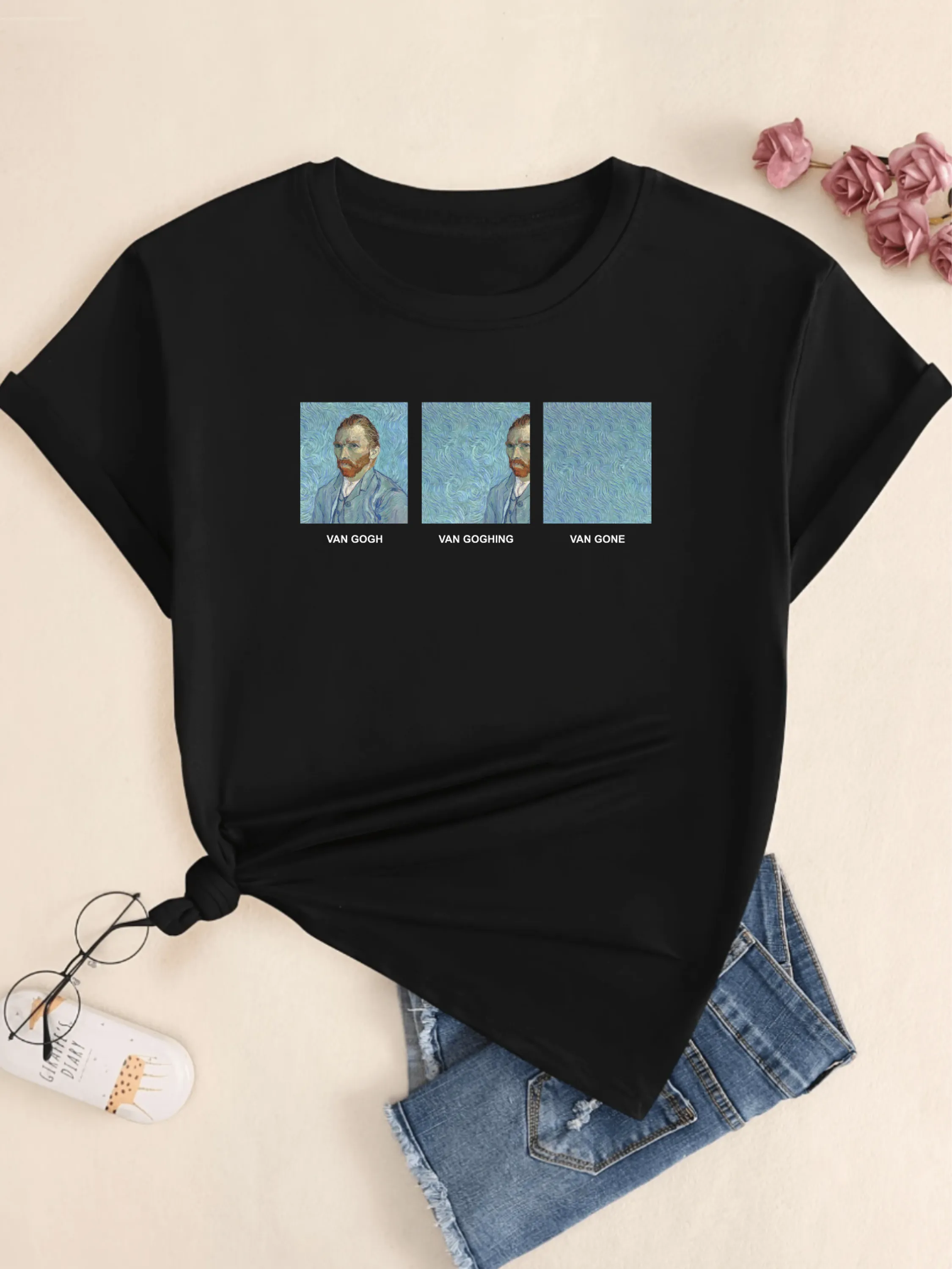 Camisetas Vincent Van Gogh Camisa Arte Unissex Blusa Algodão Atlético Confort