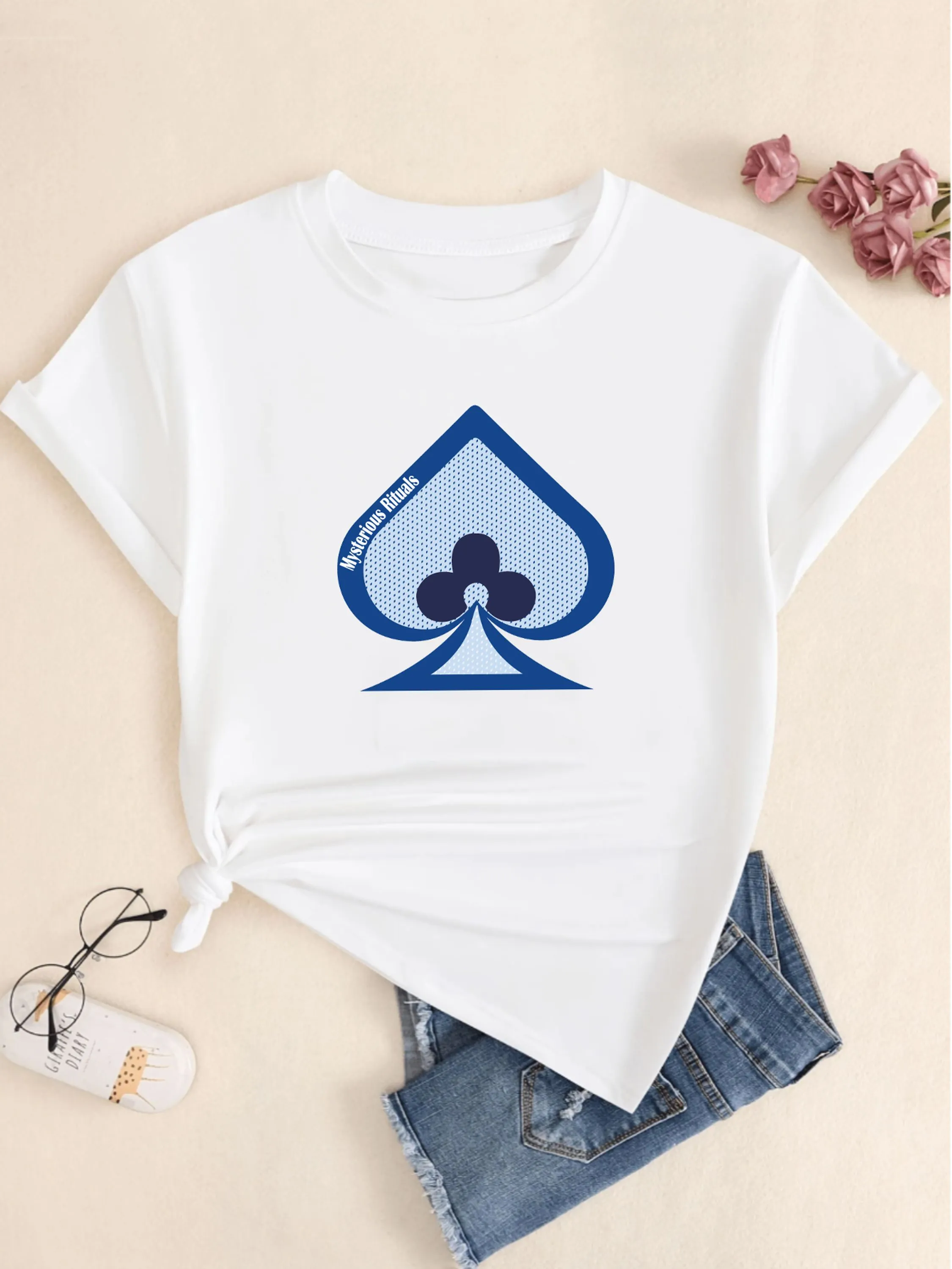 Camiseta Estampado Mysterious Rituals Unissex Algodão Confort Casual Manga Curta Streetwear Básico