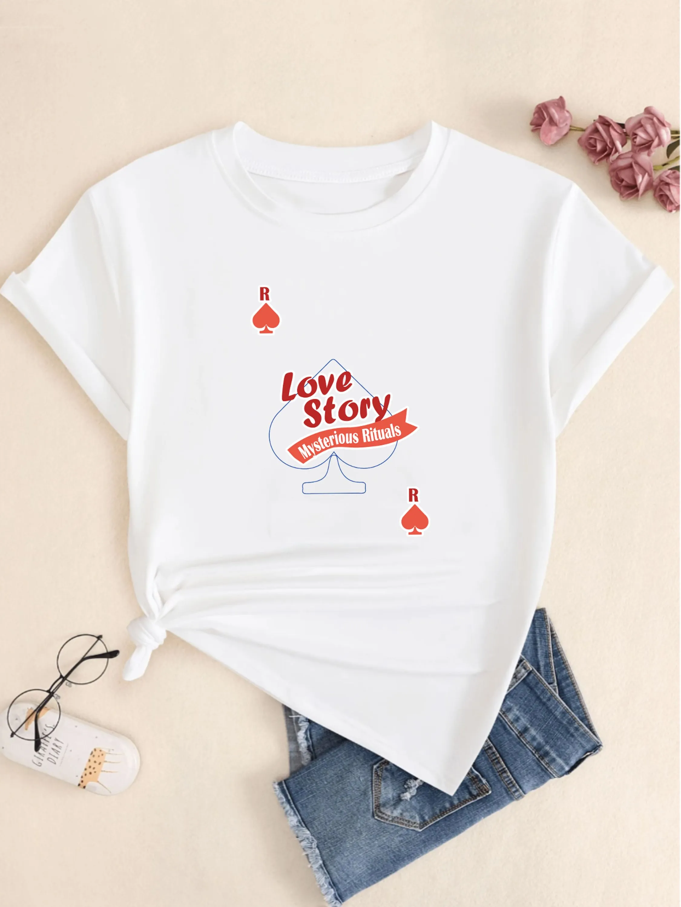 Camiseta Estampado Love Store Moda Feminina Casual Confort Premium Blusinha Babylook Básico