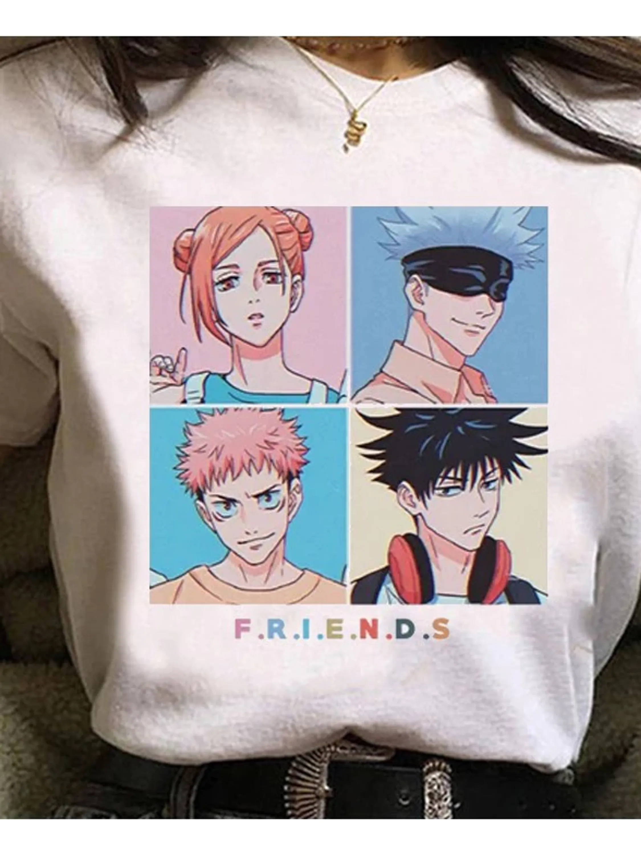 Camiseta Anime Jujutsu Kaisen Friends Camisa Masculina Blusinha Feminina Algodão Confort