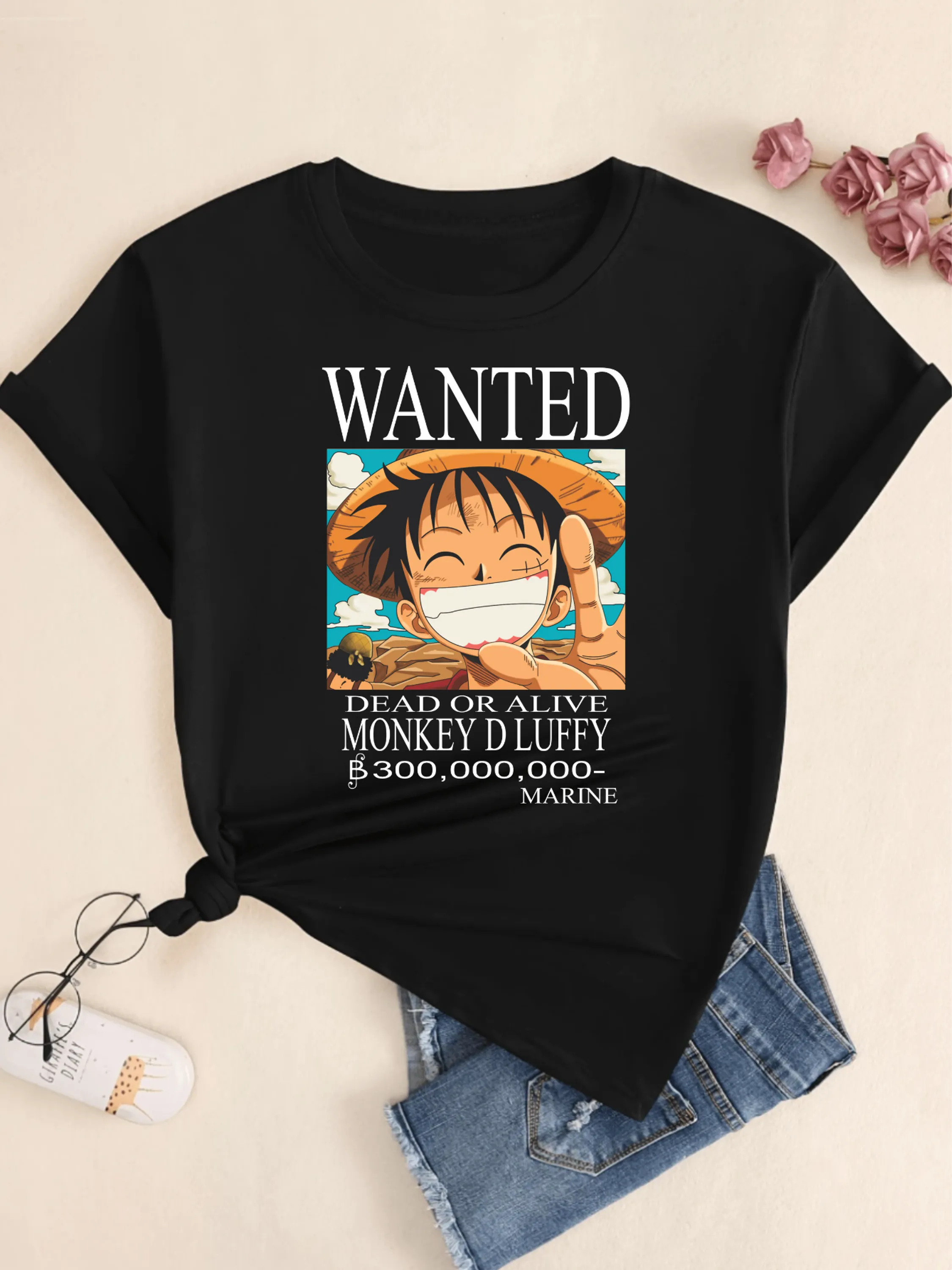 Camiseta One Piece Luffy Anime Unissex Blusa Feminina Masculino Algodão Confort