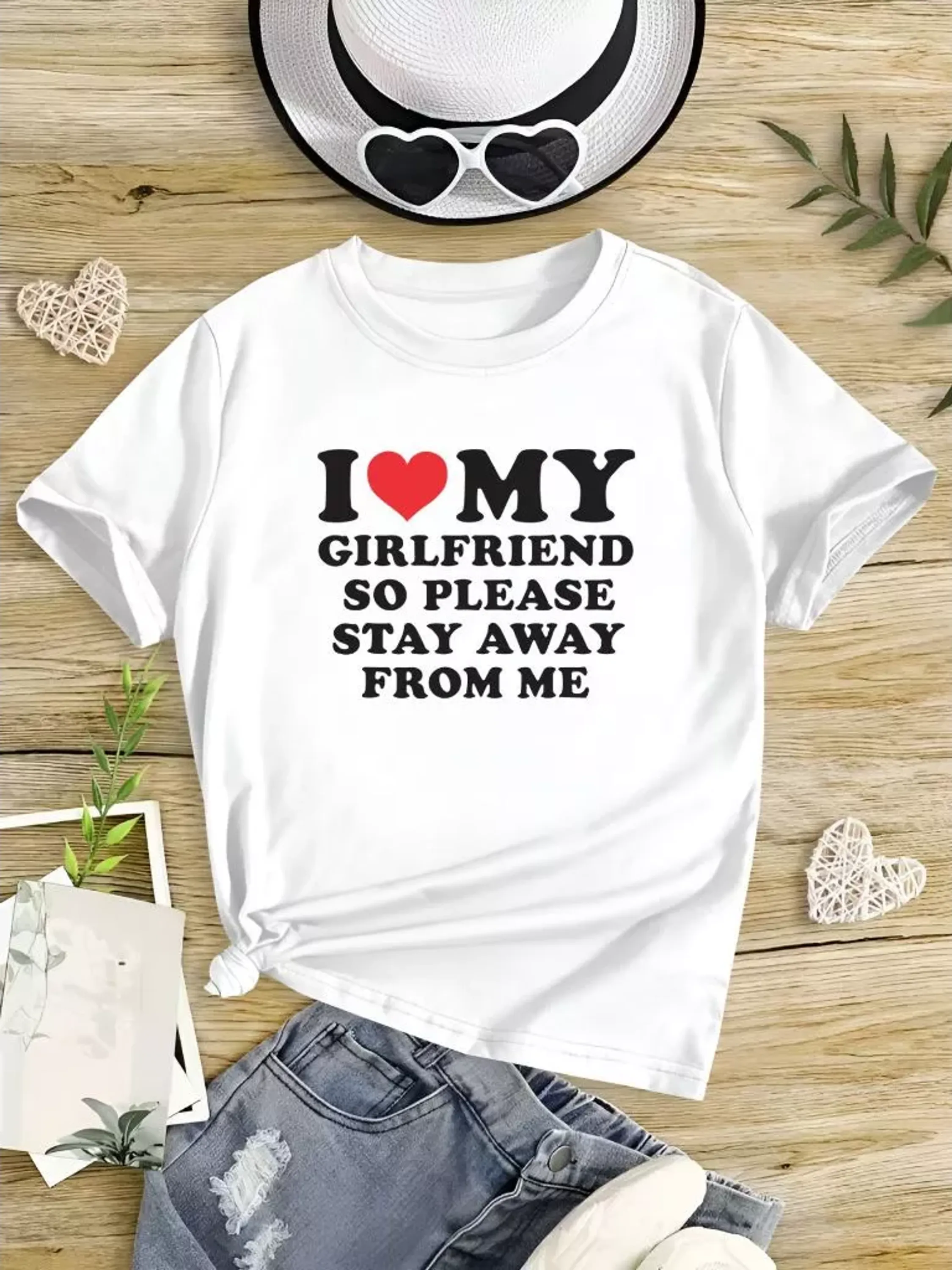 Camiseta Masculina Feminina Frase I Love My Girlfriend Please Stay Away From Me Camisa Algodão