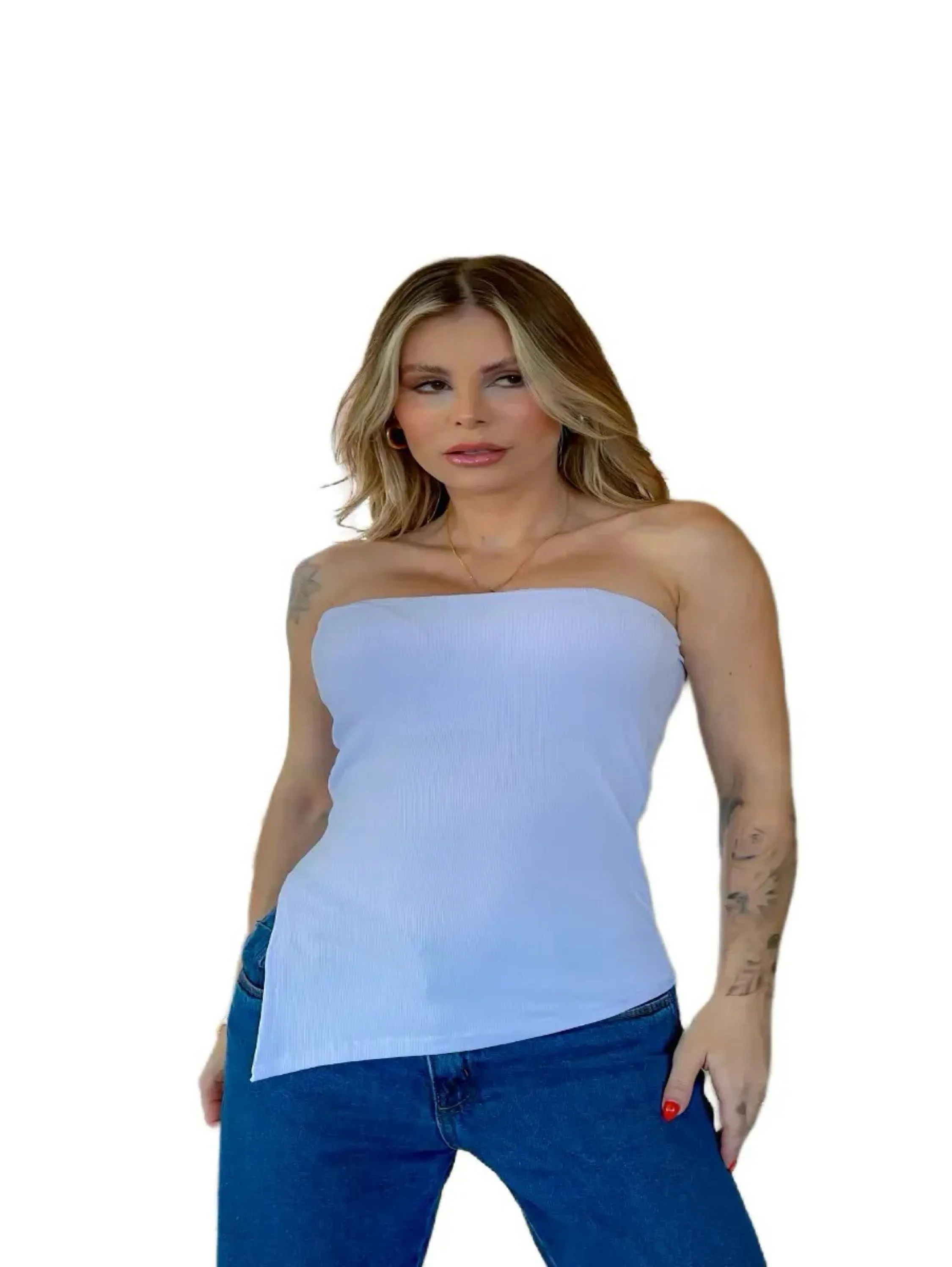 Blusa blusinha assimétrica fenda nojo tomara que caia