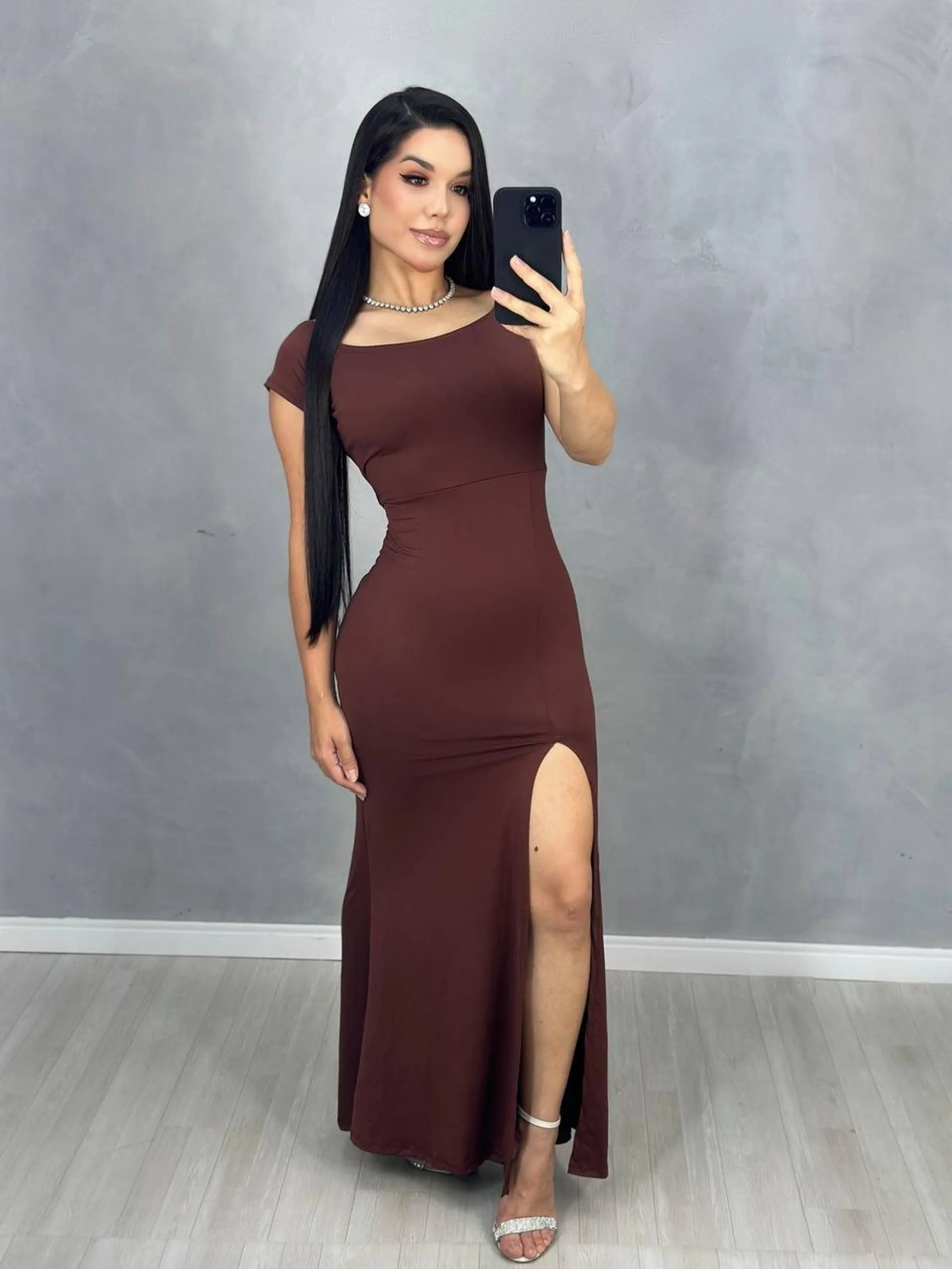 Vestido MIDI Manguinha fenda