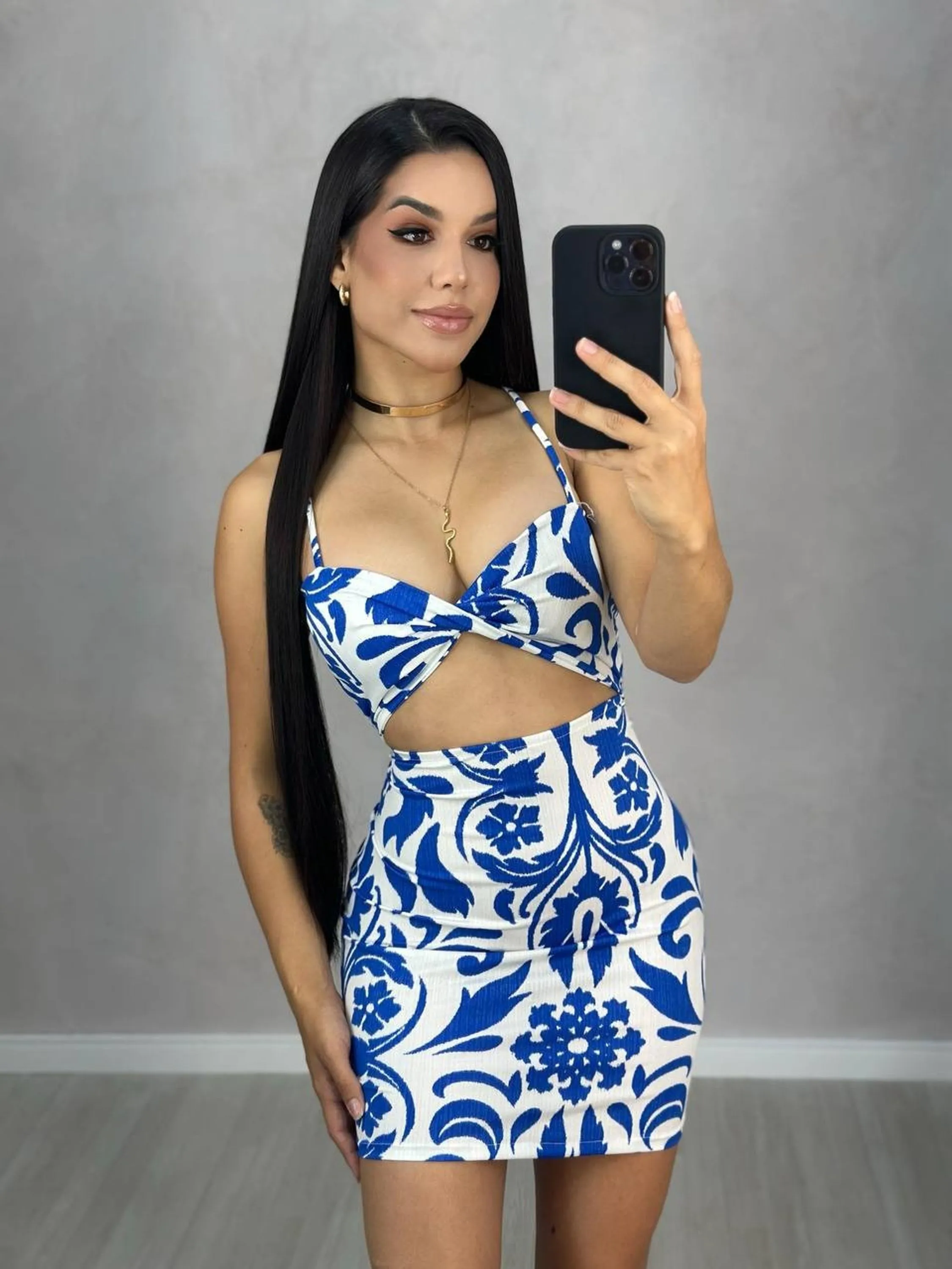 Vestido jasmim estampado