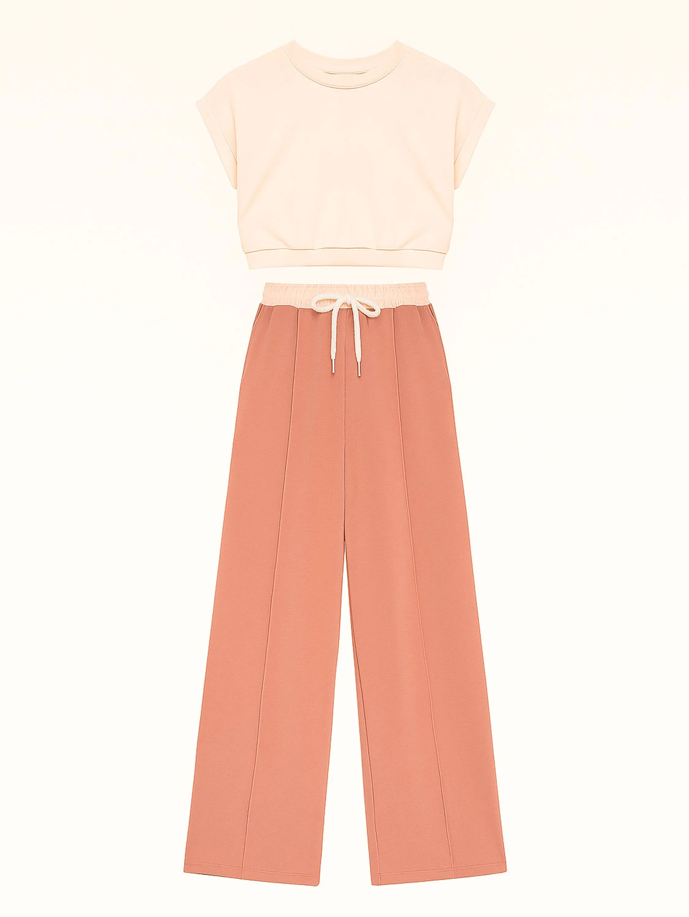 Conjunto Feminina Calça Pantalona Cinturada e Blusa Moletom