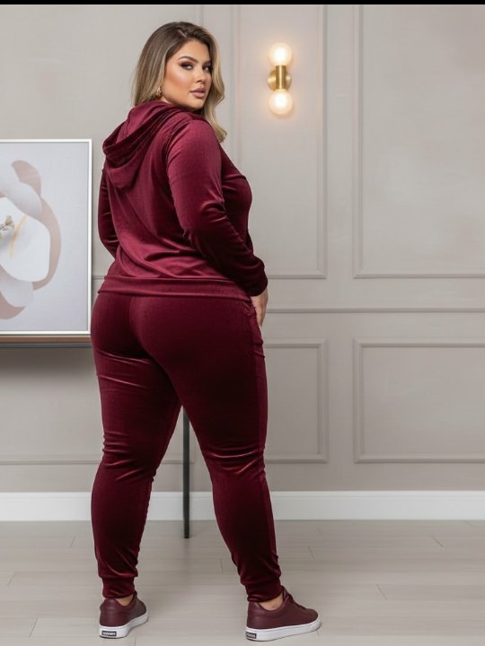 Conjunto Plus c/ bolsos nas laterais básico elegante.