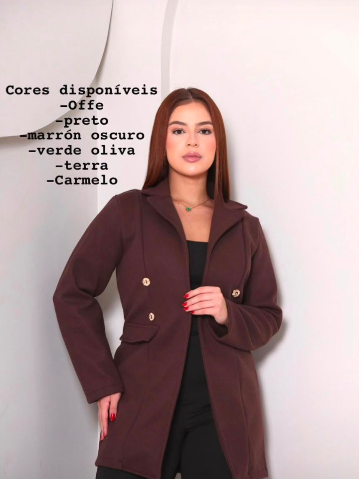 Casaco lã batida comfy casual botão não funcional