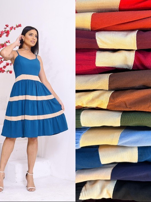 Vestido curto bicolor c/forro e bojo e elastex nas costa .