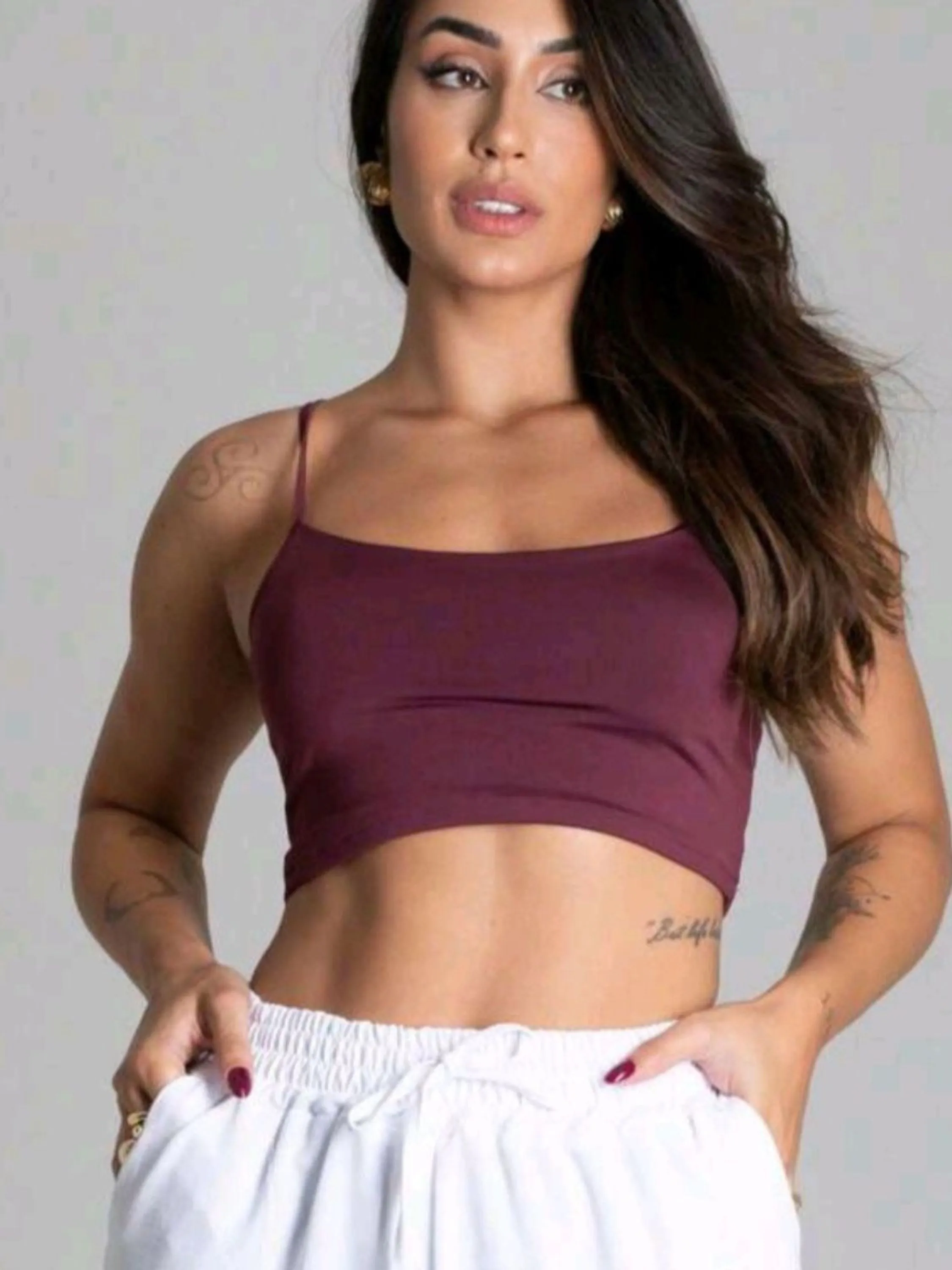 Cropped alcinha fina regata