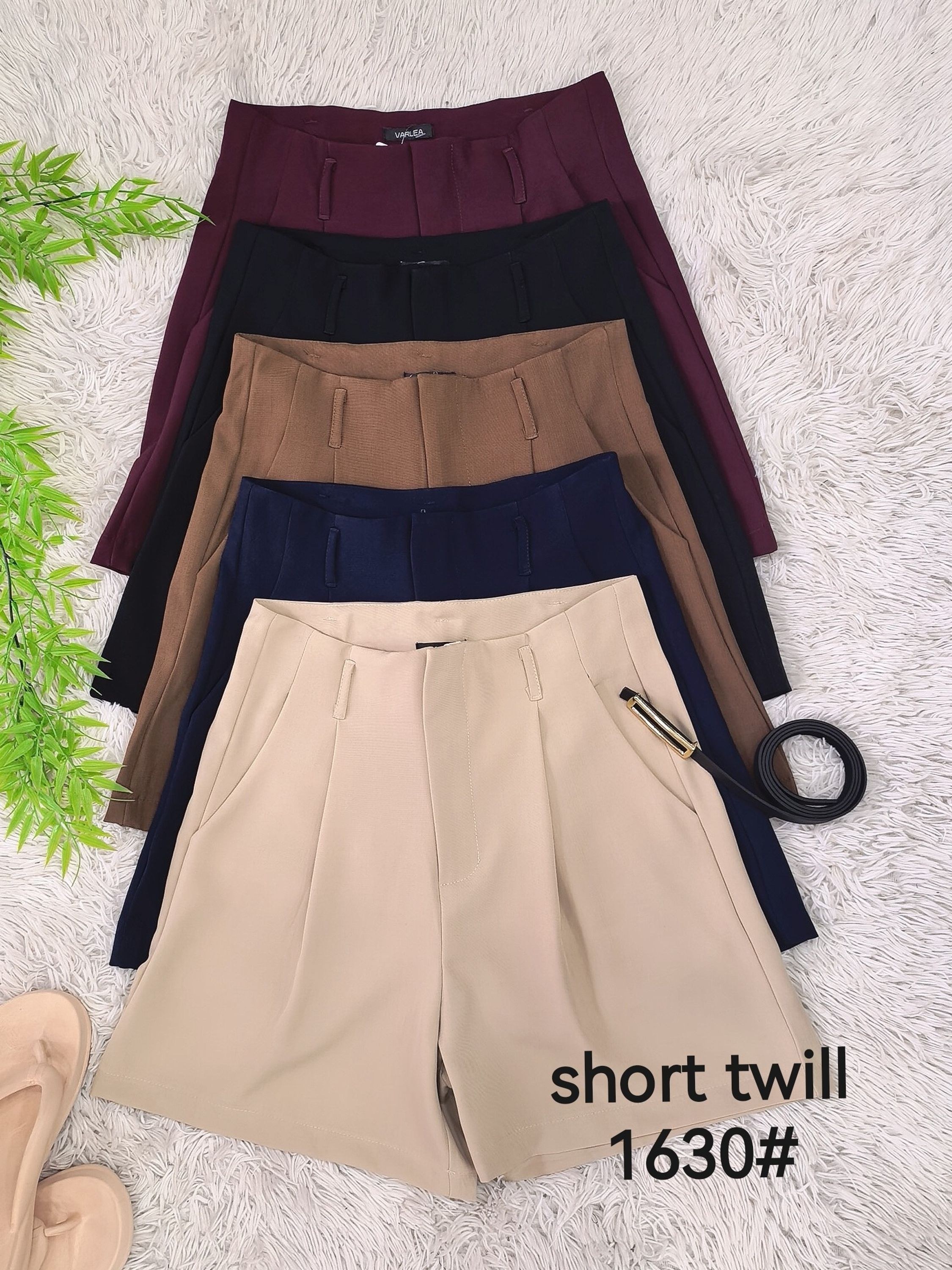 Short twill feminina cintura alta1630#