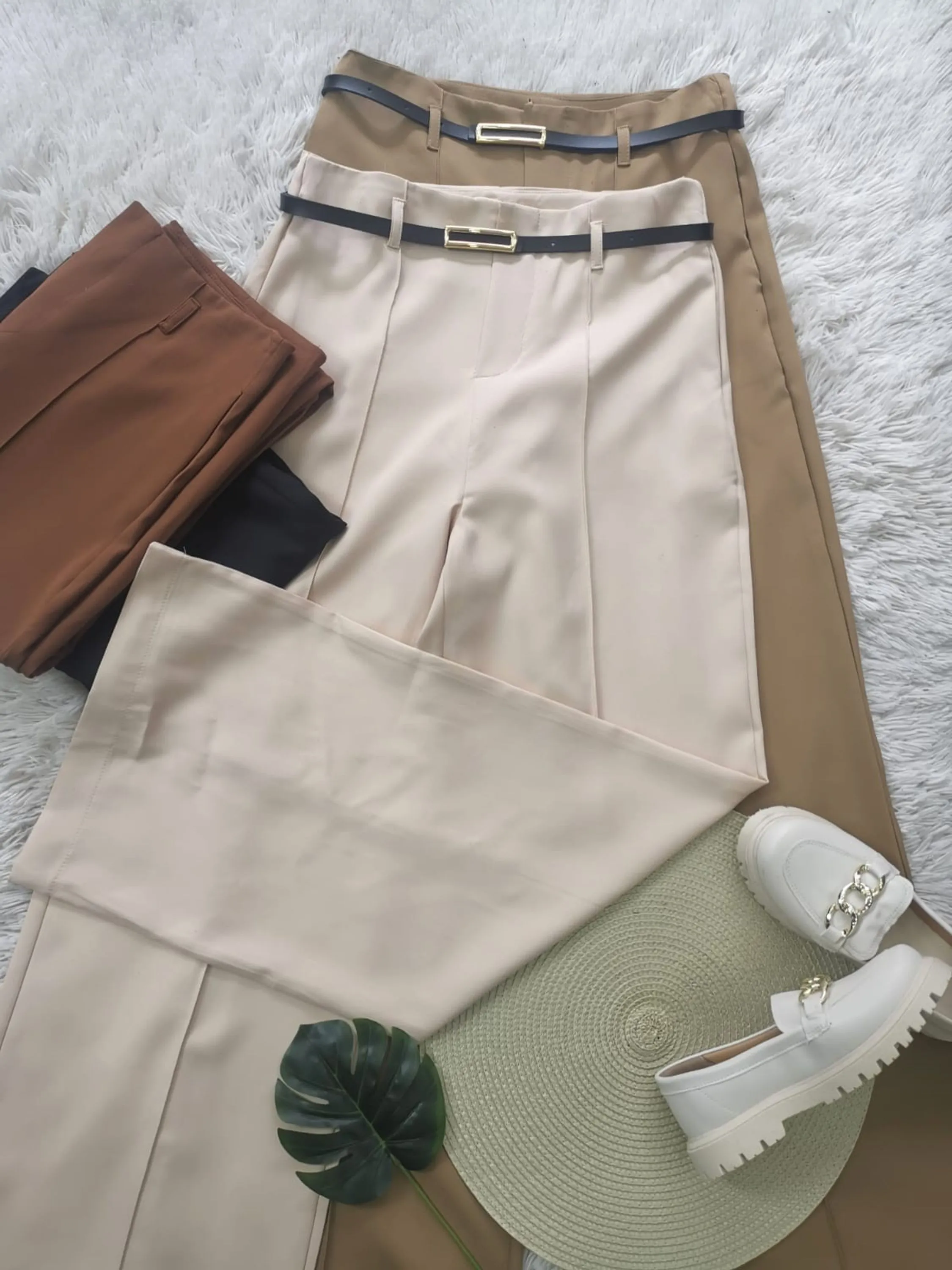 calça pantalona feminina de alfaiataria 138#